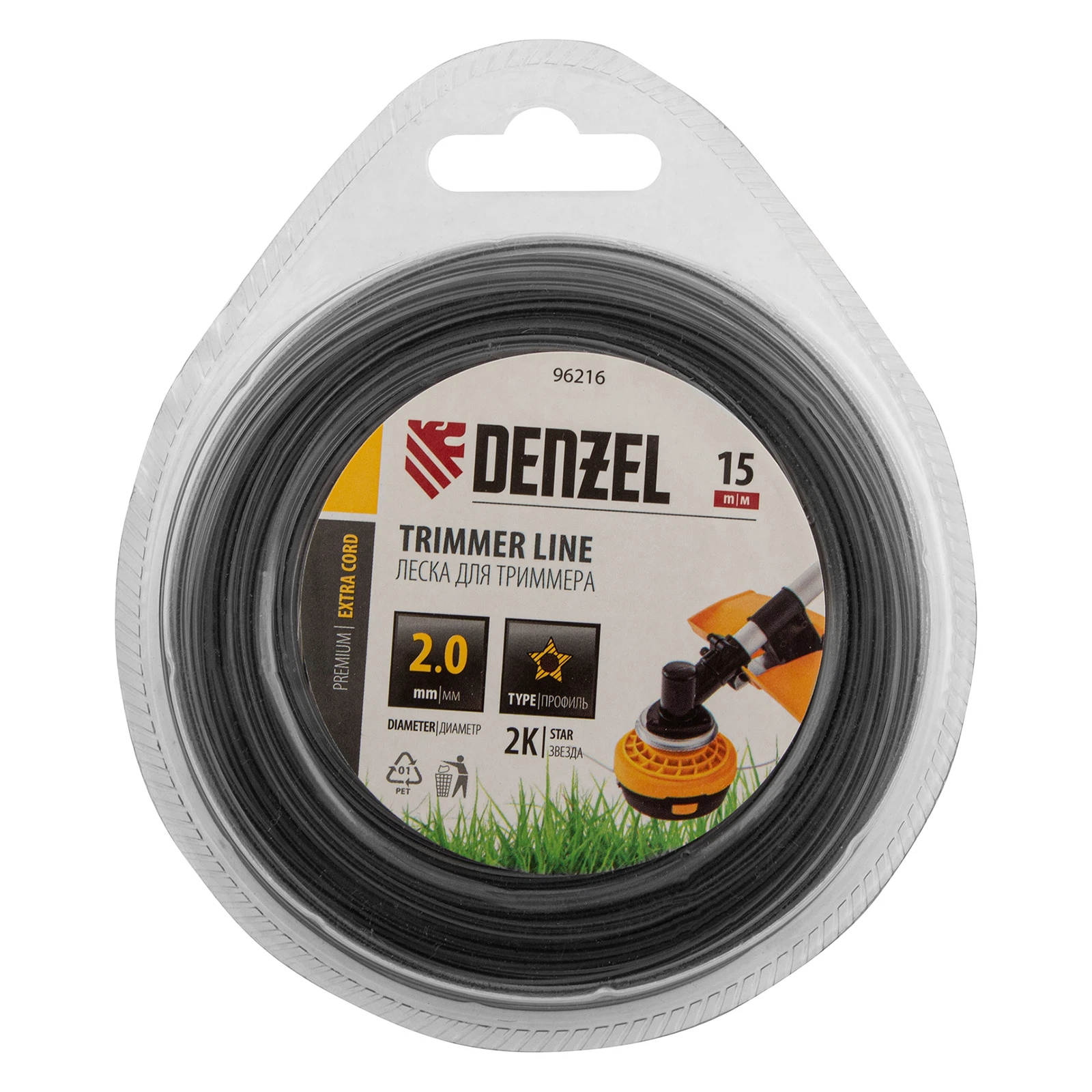 Изображение товара Леска для триммера Denzel FLEX CORD 96216 2,0мм х 15м