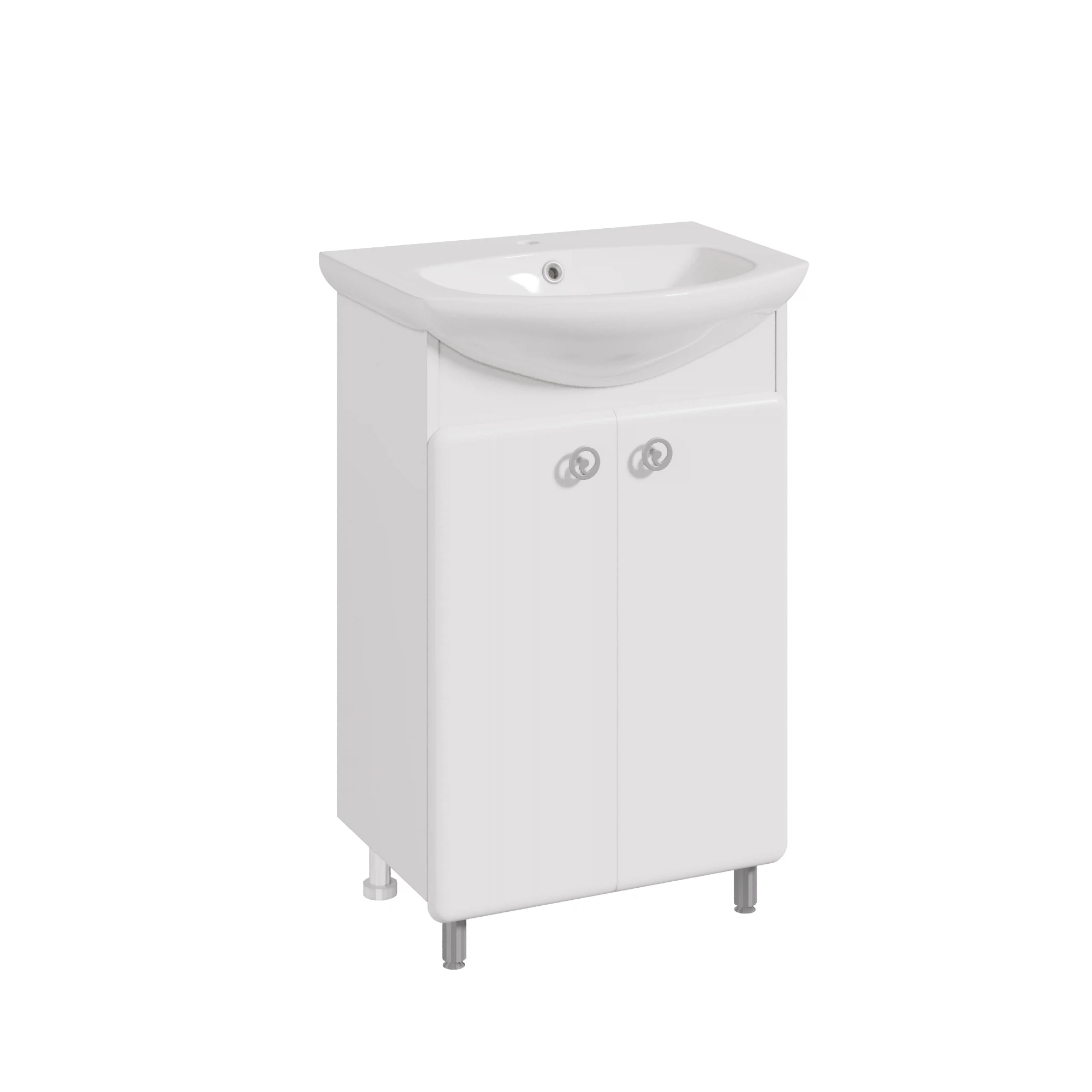 Изображение товара Тумба Runo Капри 55 под умывальник с керамической раковиной белая современная мебель