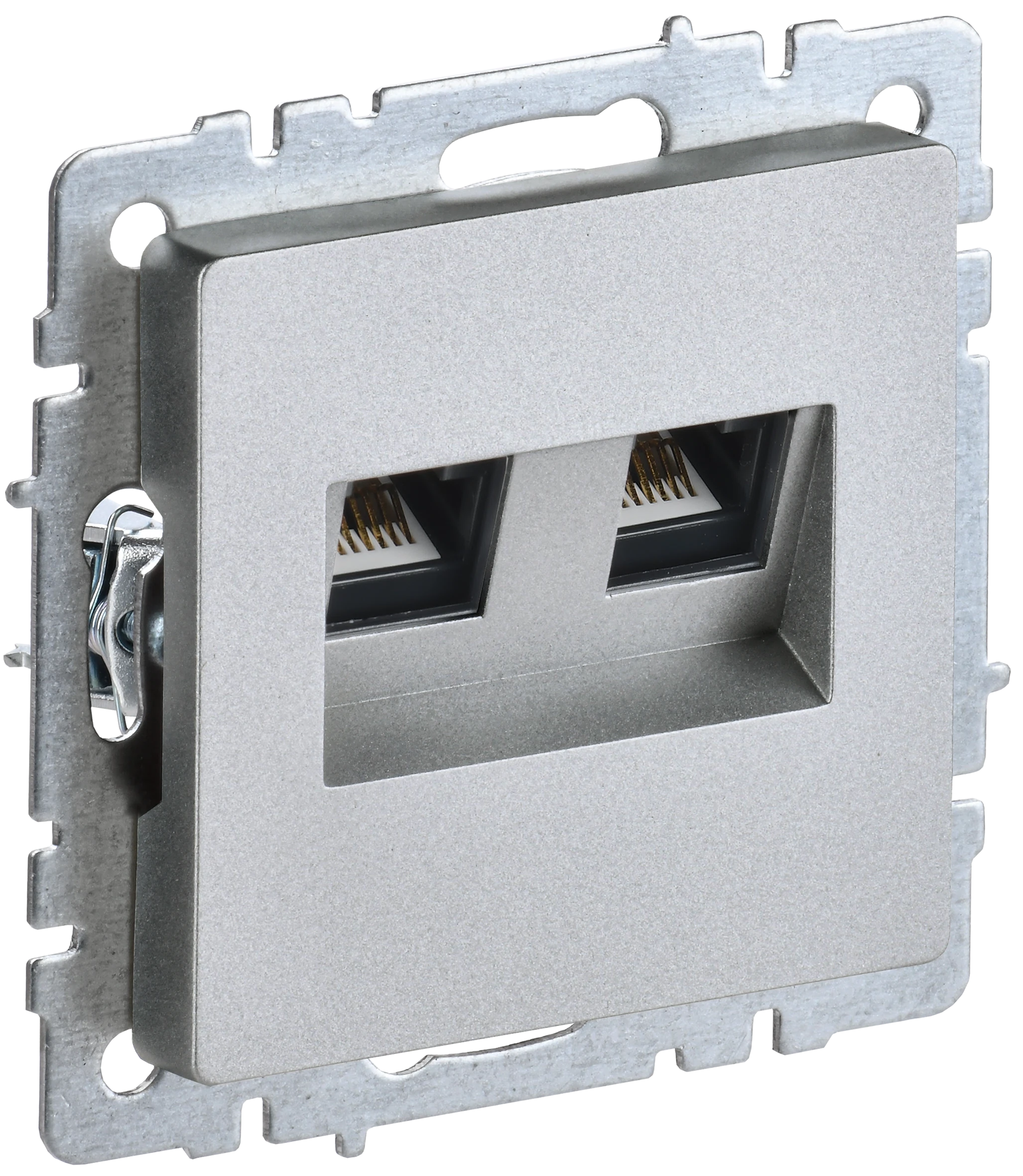 Изображение товара Розетка комп двойная RJ45 IEK BRITE BASE Алюминий кат.5E РК10-2-БрА.