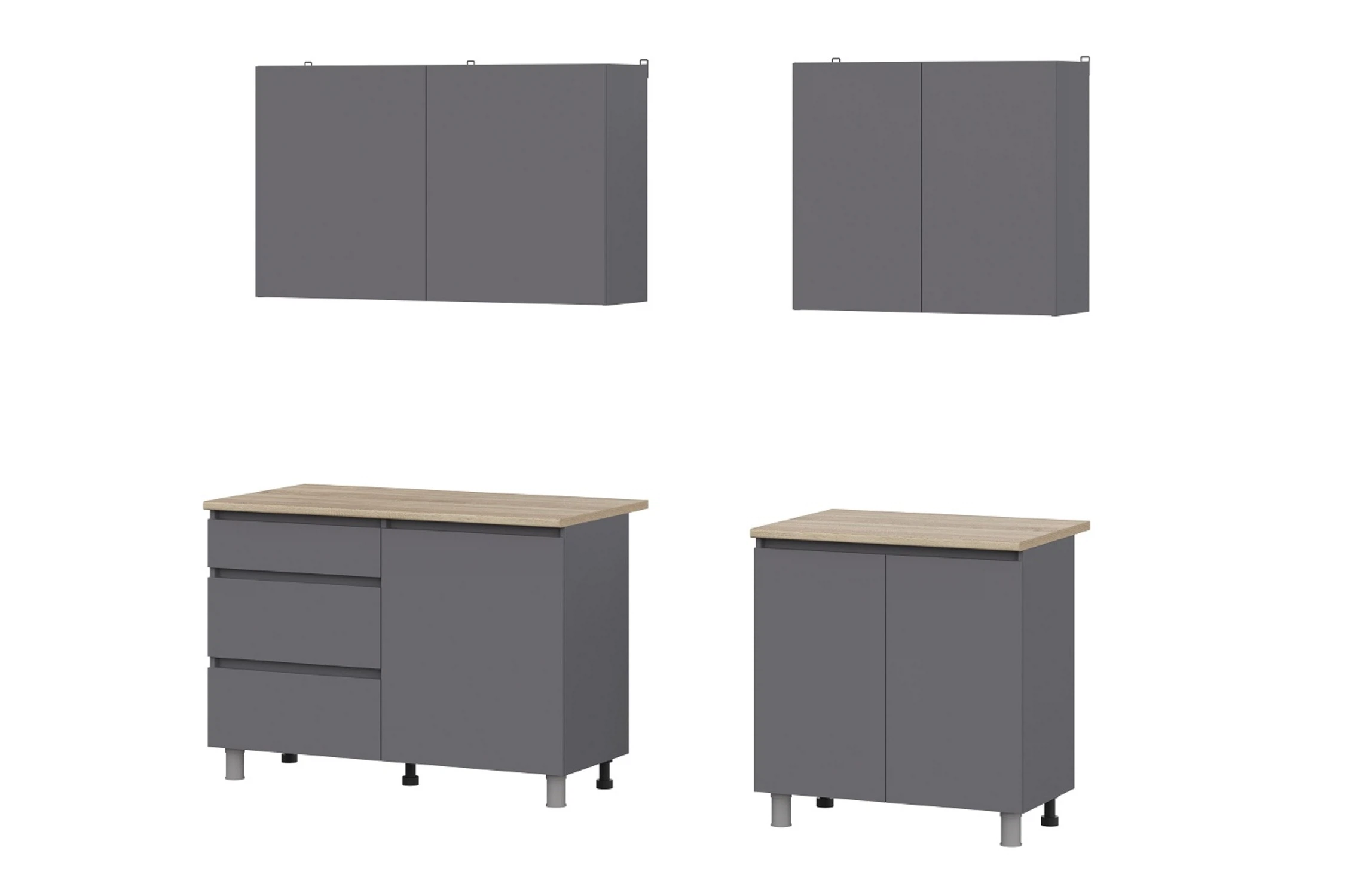 Изображение товара Готовая кухня Денвер 2 м Графит серый современный кухонный гарнитур из ЛДСП