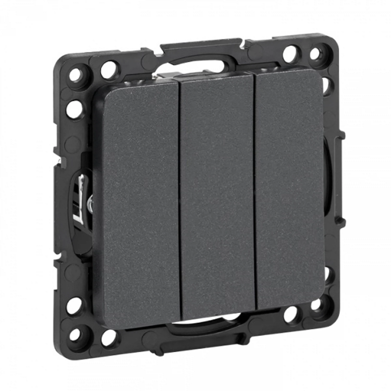 Изображение товара Выключатель трехклавишный EKF серии Стокгольм черный 10А