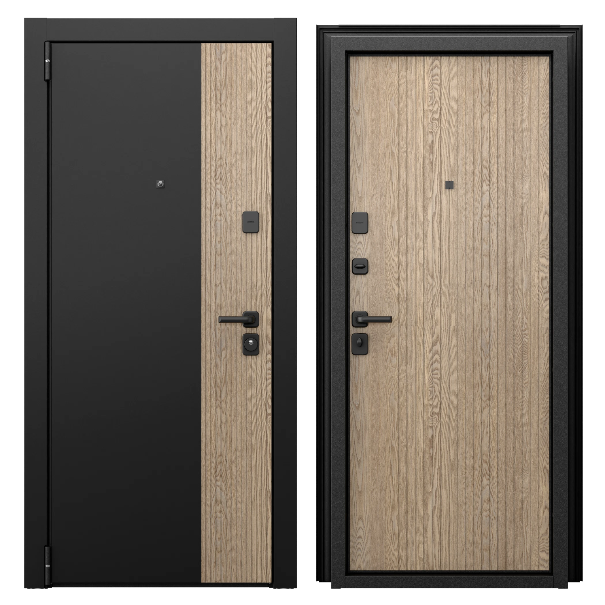 Изображение товара TOREX Флат-2 дверь входная для квартиры, левая 205x86, Черный шелк/Астана табачный