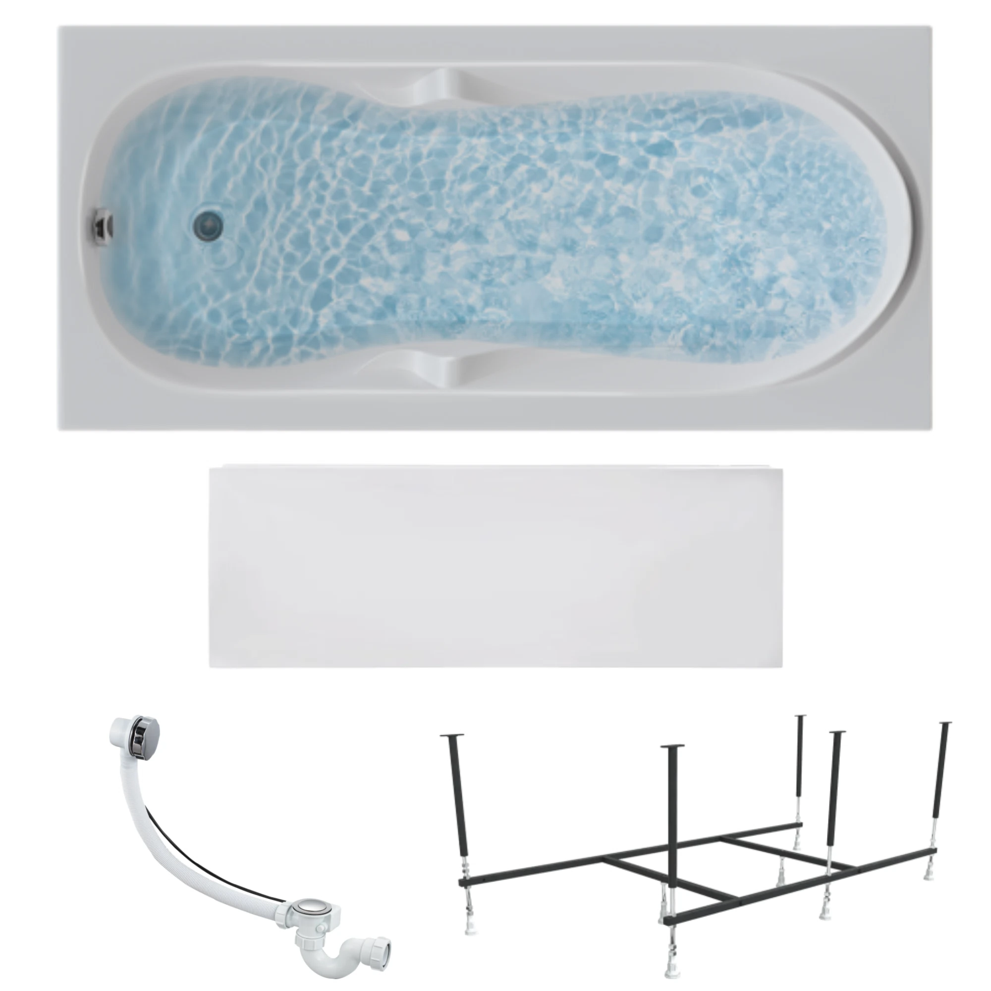 Изображение товара Ванна акриловая 1MARKA 150х70 VITA в наборе 4 в 1: ванна, панель, каркас, слив-перелив 01вит1570кп