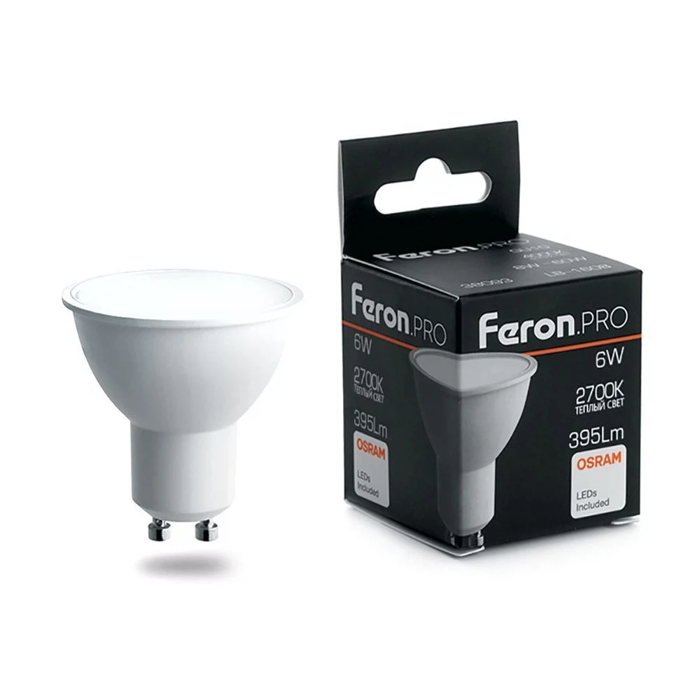 Изображение товара Лампа светодиодная Feron.PRO LB-1606 GU10 6W 175-265V 2700K Изображение товара Лампа светодиодная Feron.PRO LB-1606 GU10 6W 175-265V 2700K