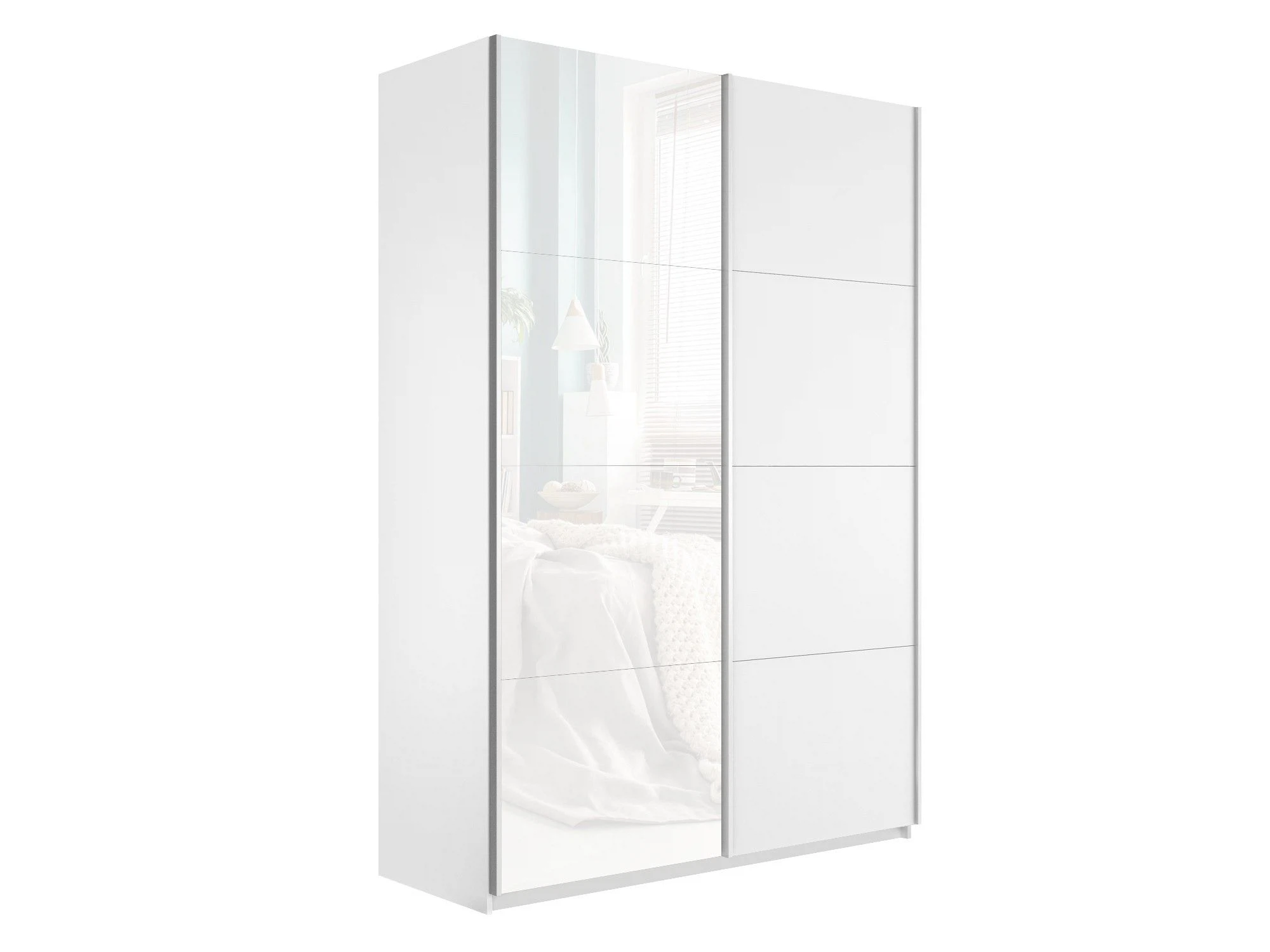 Изображение товара Шкаф-купе Прайм 2-х дверный ДСП/Стекло белое 160х57х230 Белый(арт.: 1PDS_160_B)