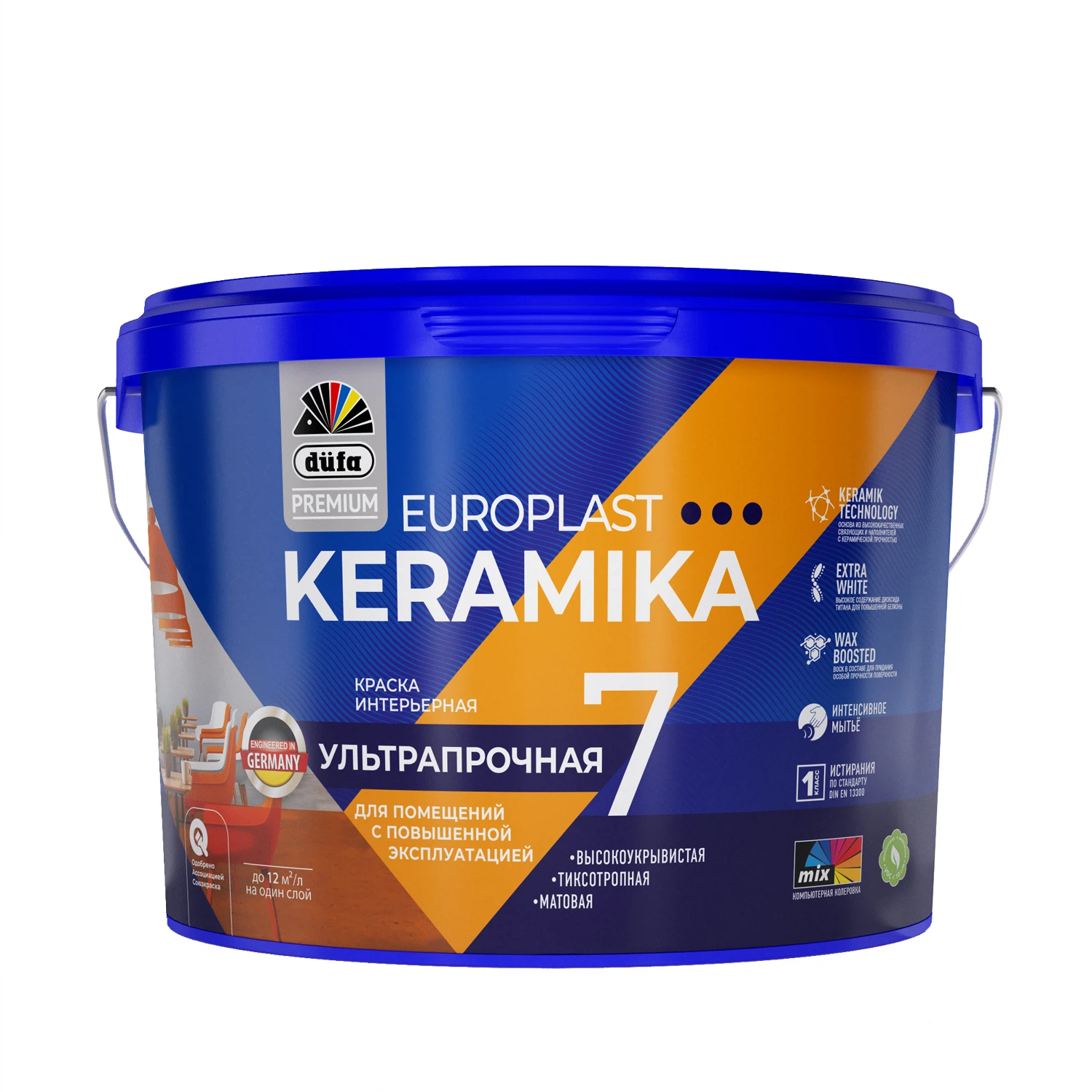 Изображение товара Краска DUFA Premium Europlast Keramika 7 интерьерная база A 9л