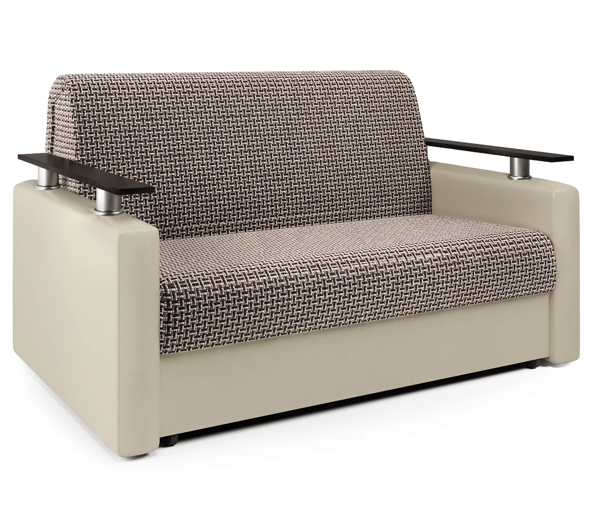 Изображение товара Диван-кровать Шарм 100 Корфу коричневый и экокожа беж