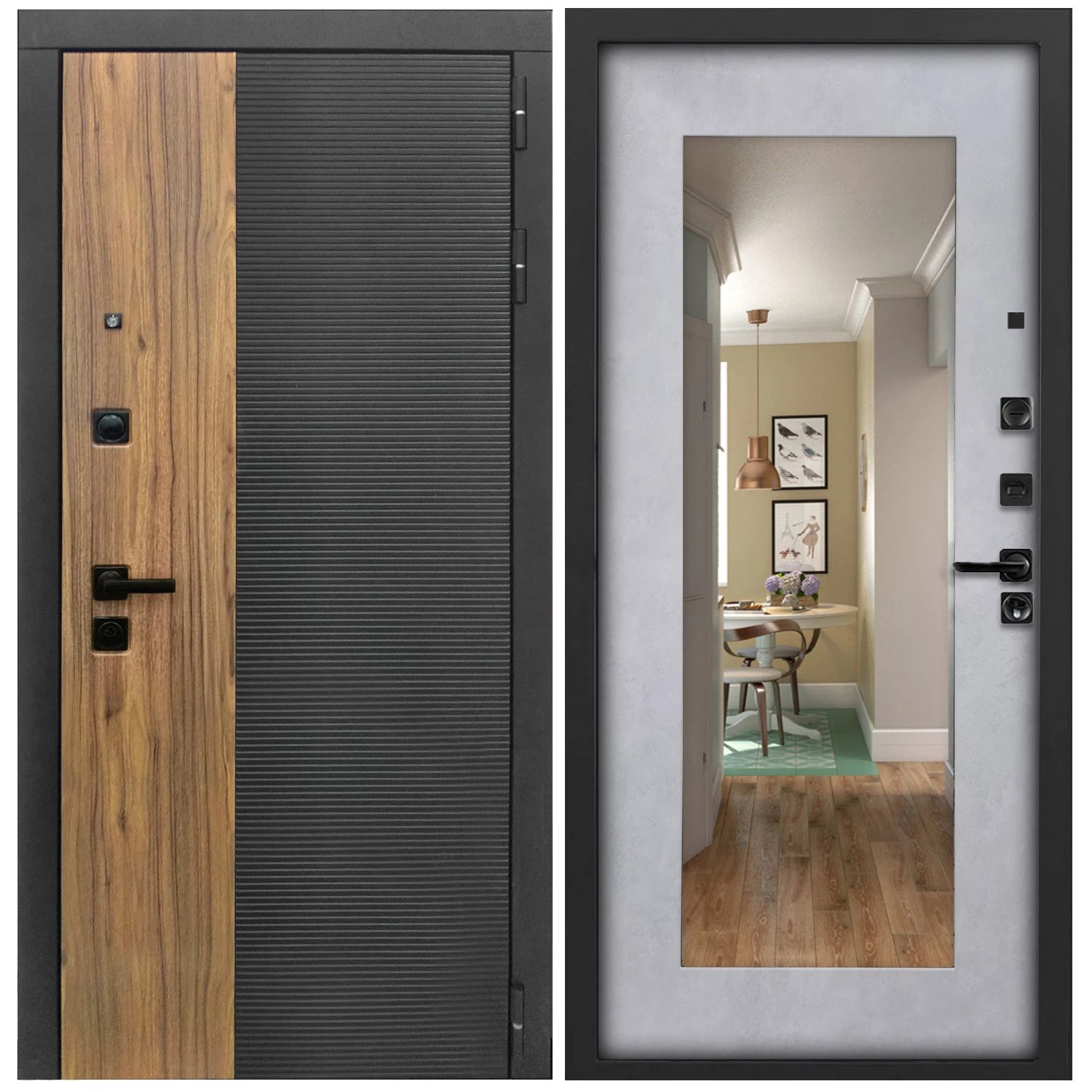 Изображение товара Дверь входная металлическая L-46 960x2050мм с замком класса 4 и дизайном черный кварц