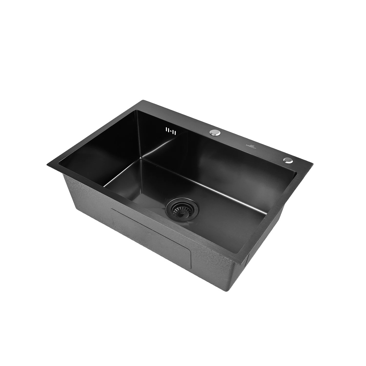 Изображение товара Мойка для кухни нержавеющая 70х50, с PVD покрытием графит. Сифон с ситечком. WS37050B/WGER019B