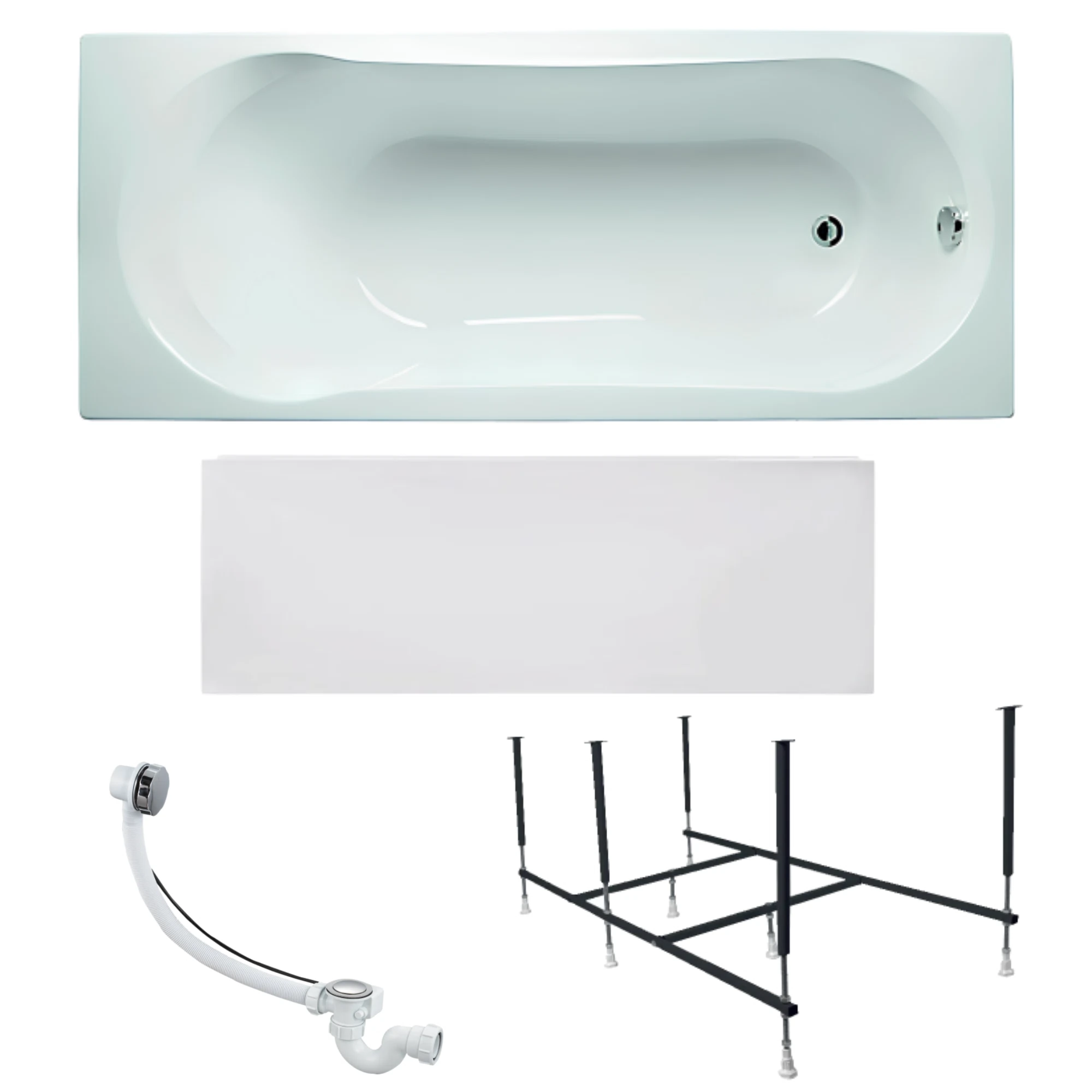 Изображение товара Ванна акриловая 1MARKA 170х70 LIBRA в наборе 4 в 1: ванна, панель, каркас, слив-перелив 01ли1770кп