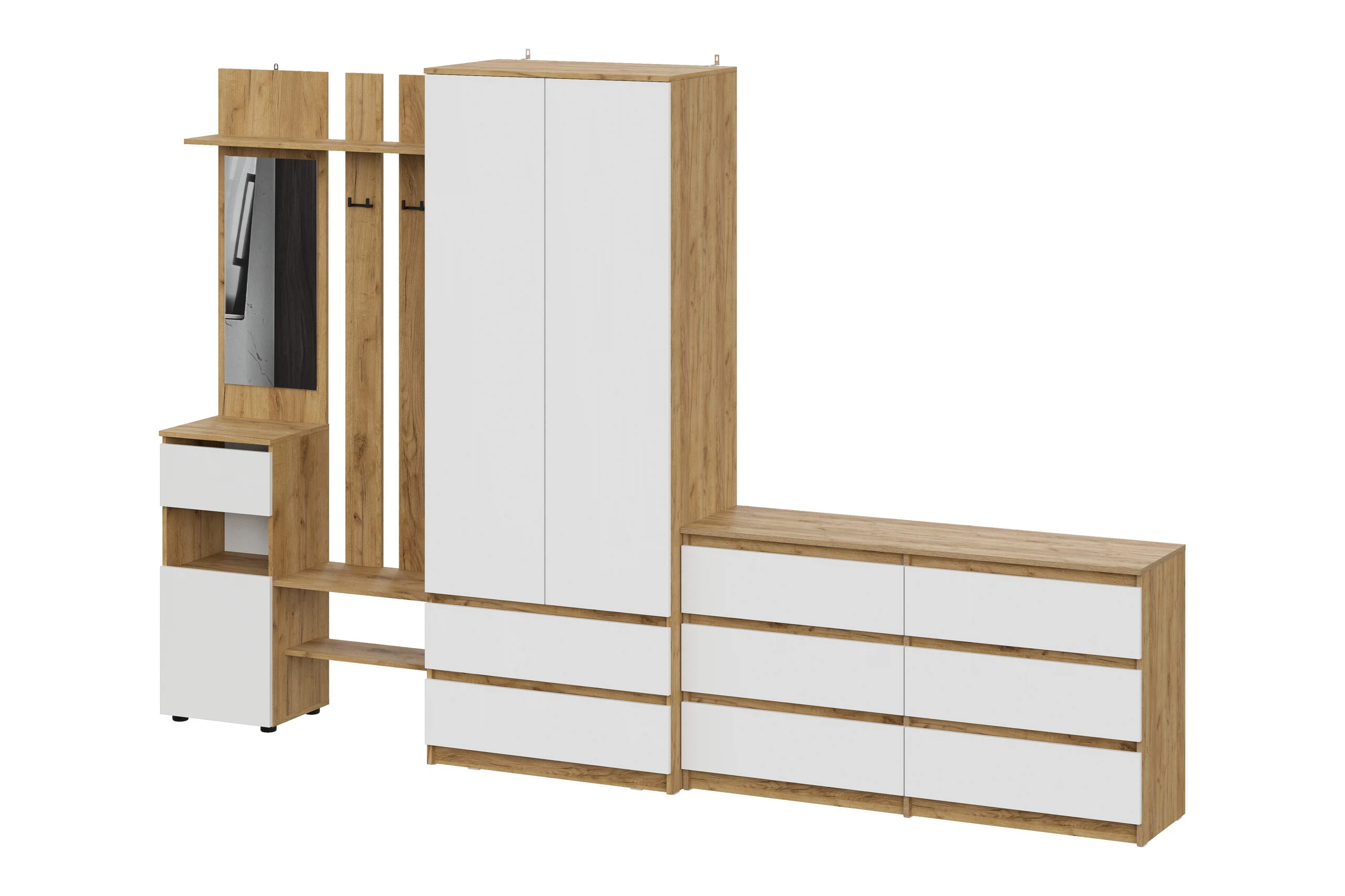 Изображение товара Прихожая Денвер, арника мебель, Дуб Золотой, Белый, артикул 00-00303253, размер 46*260*200