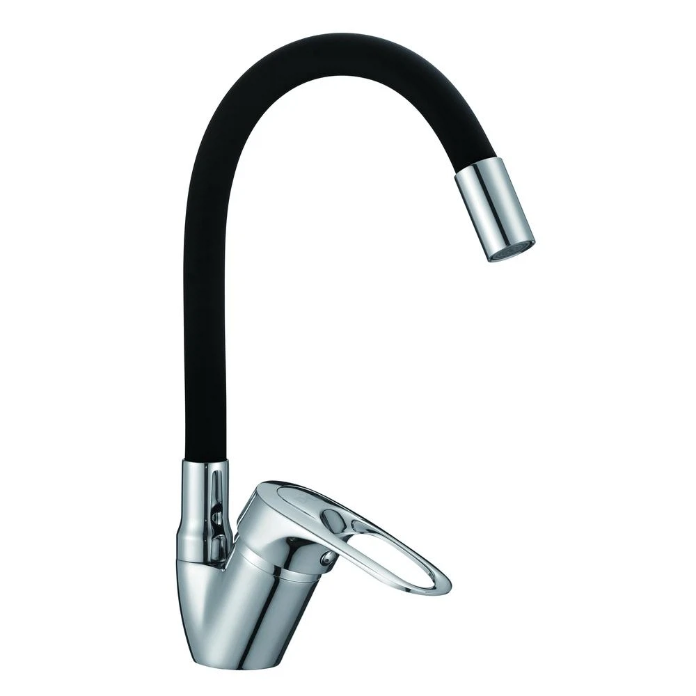Изображение товара Смеситель для кухни с гибким изливом D-Lin D150628-1C, хром/черный