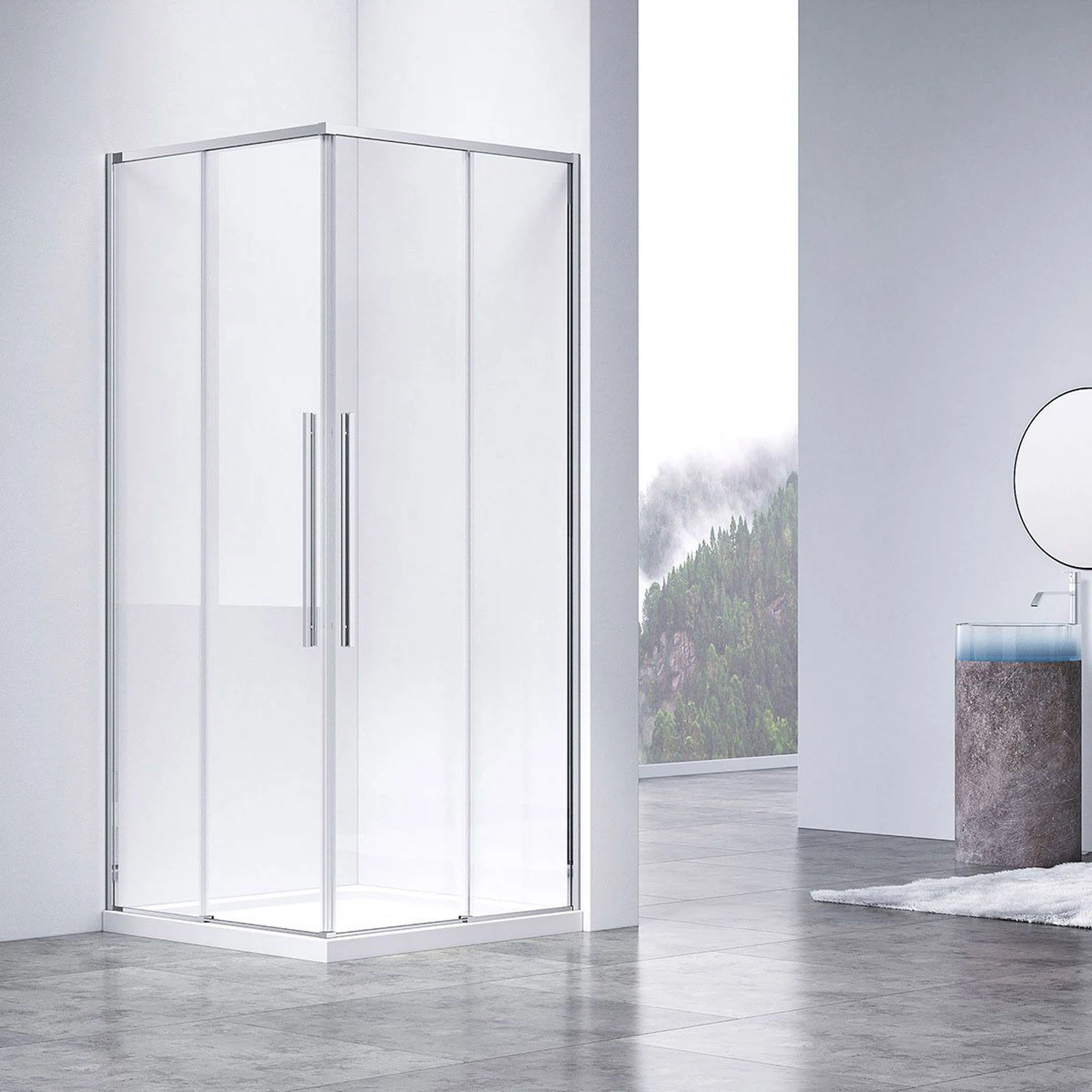 Изображение товара Душевой уголок Vincea Slim-N VSS-4SN900CL 900x900 мм стекло прозрачное хром
