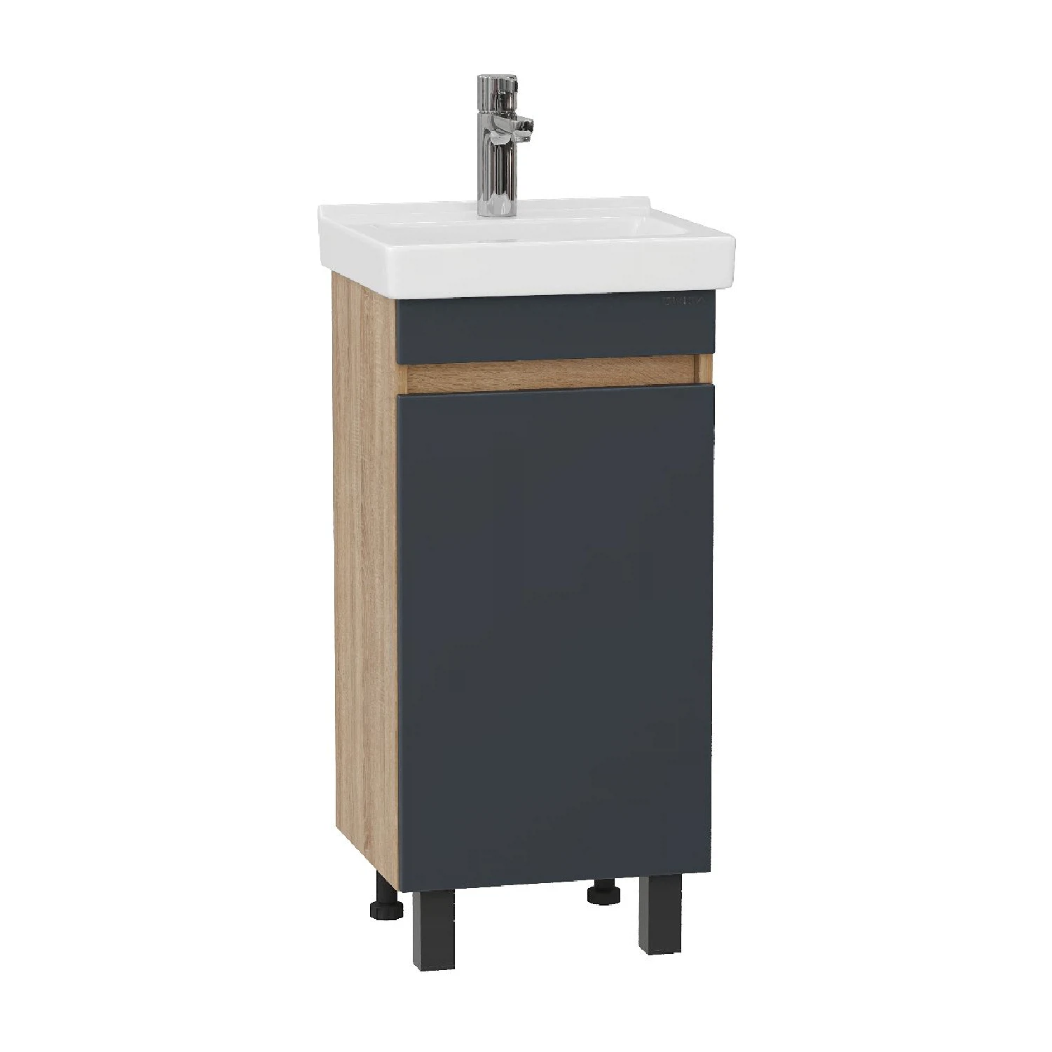 Изображение товара Тумба для ванной комнаты Onika Милтон Квадро 40 напольная, серая/дуб сонома (под раковину Визит 40)