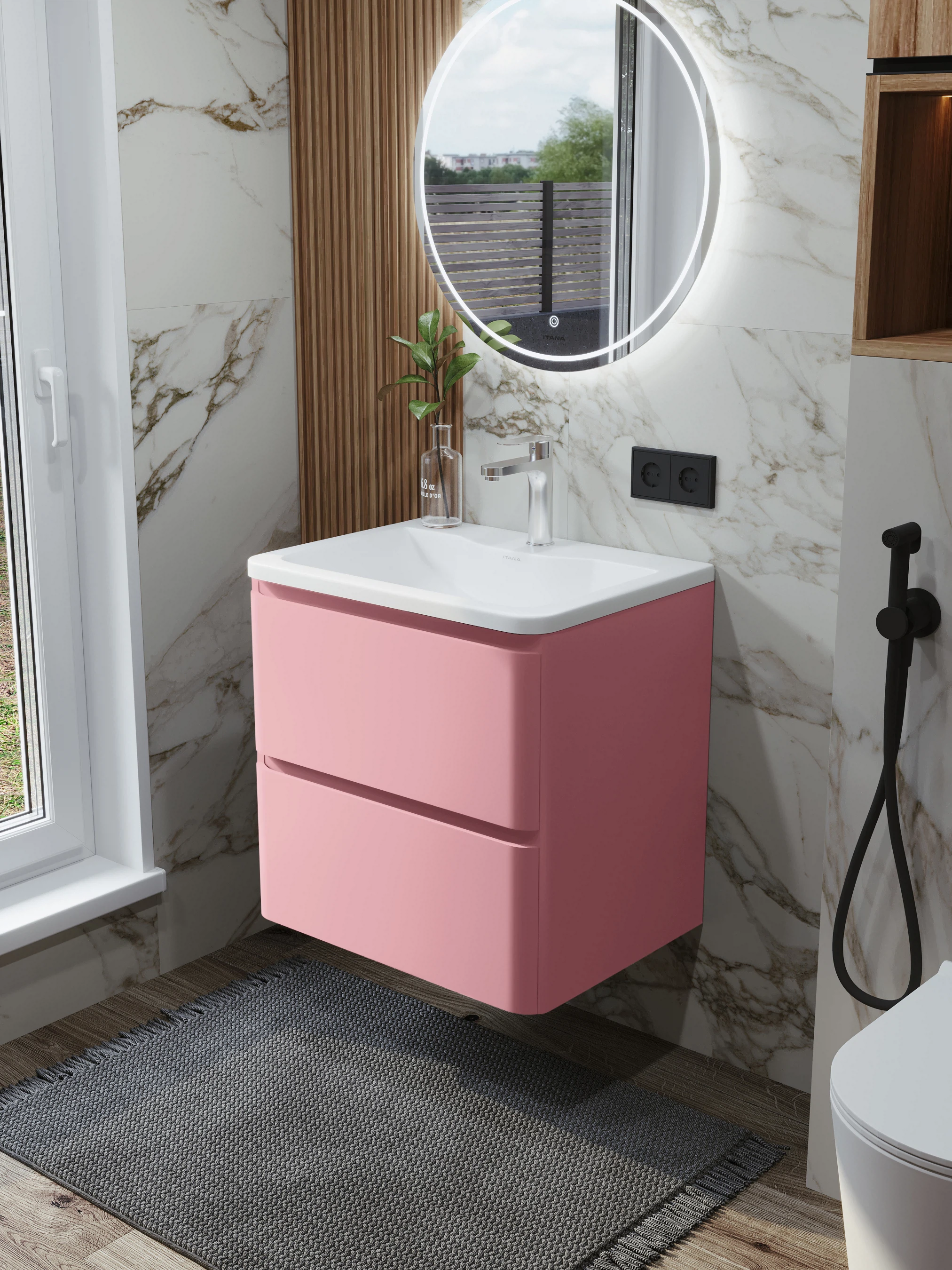 Изображение товара Тумба с раковиной подвесная Итана Roberto 60 RAL 3015