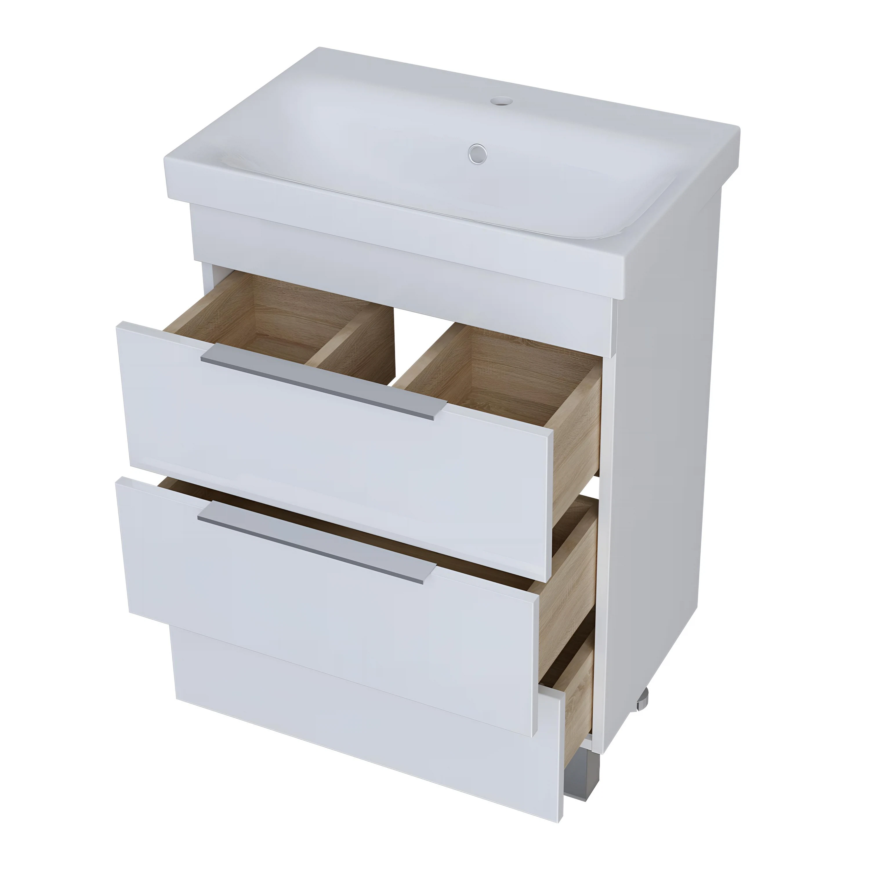 Изображение товара Тумба под раковину в ванную 1Marka Gaula 60 3 ящика напольная белая