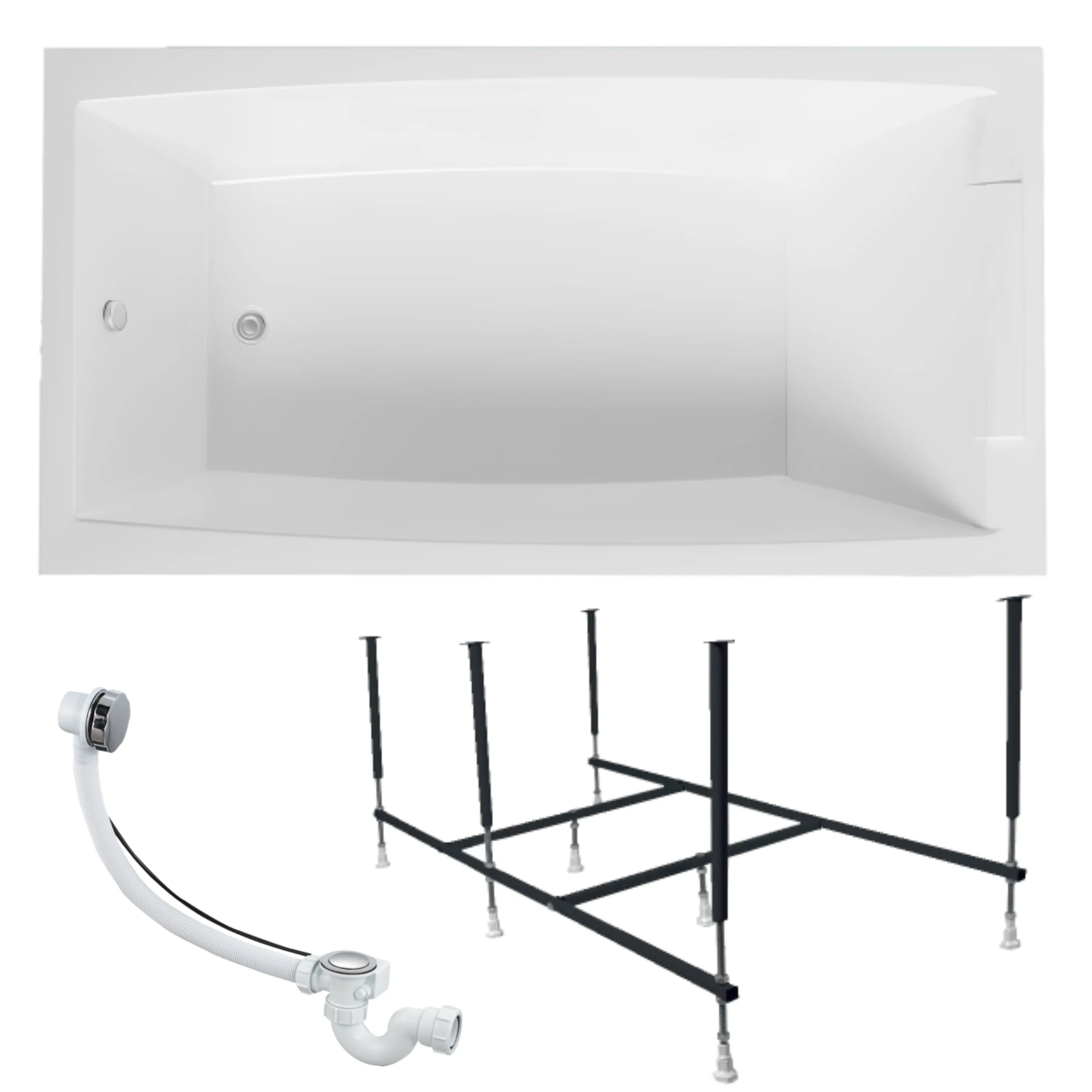 Изображение товара Акриловая ванна 170x75 см 1Marka AELITA с каркасом и слив-переливом