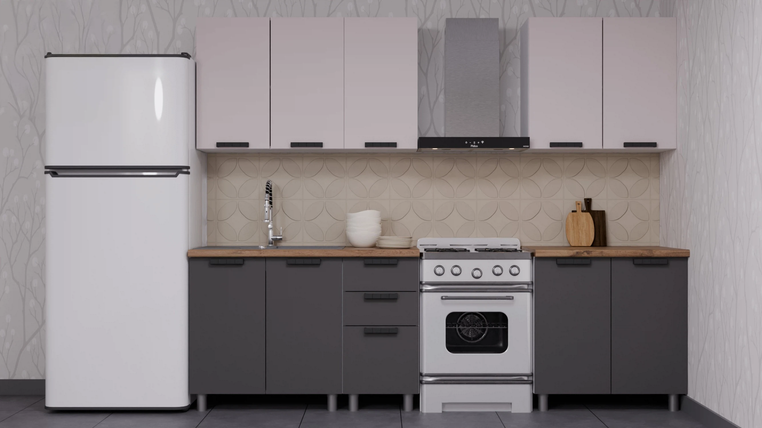 Изображение товара Кухня, Арника мебель, Лаванда, артикул Н00231876, размер 60*160*240, цвет кашемир/сталь