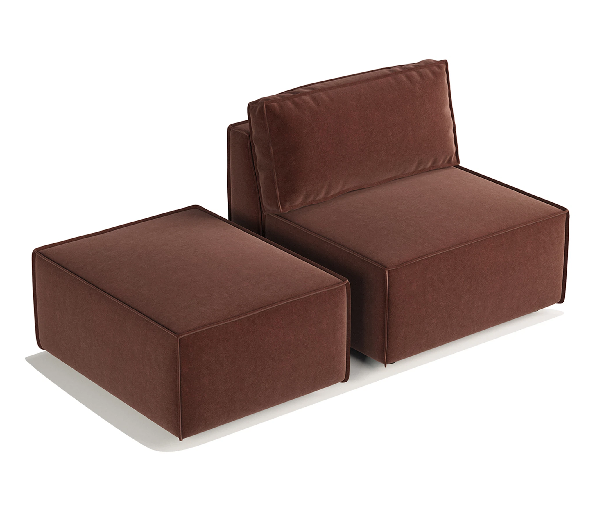 Изображение товара Модули диван и пуф Гамма 25 170х95х70 см, независимый пружинный блок, велюр Дрим шоколад