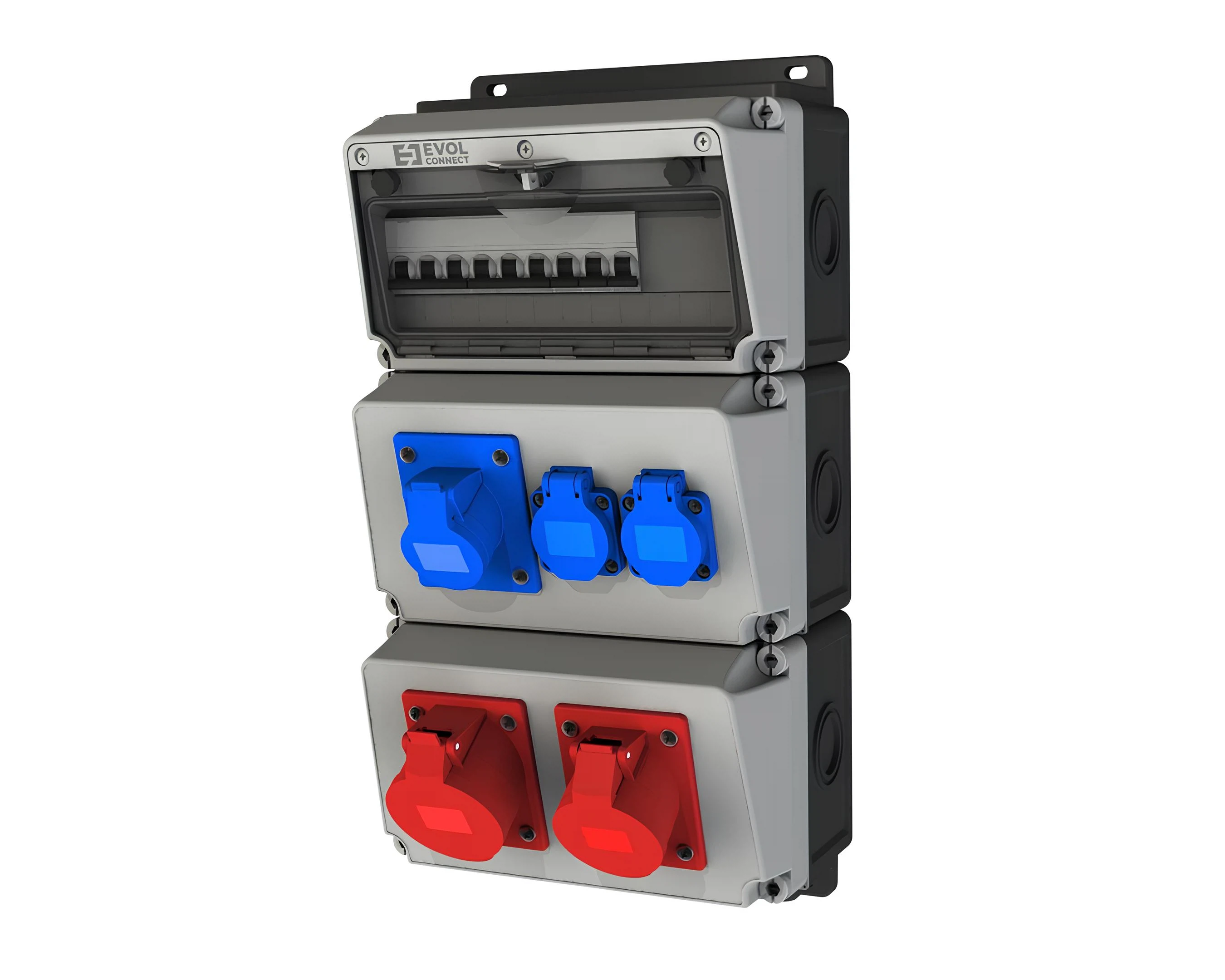 Изображение товара Навесной электрощит с розетками 220В и 380В EVOL BLOCKBOX IP65, 24 мес гарантии