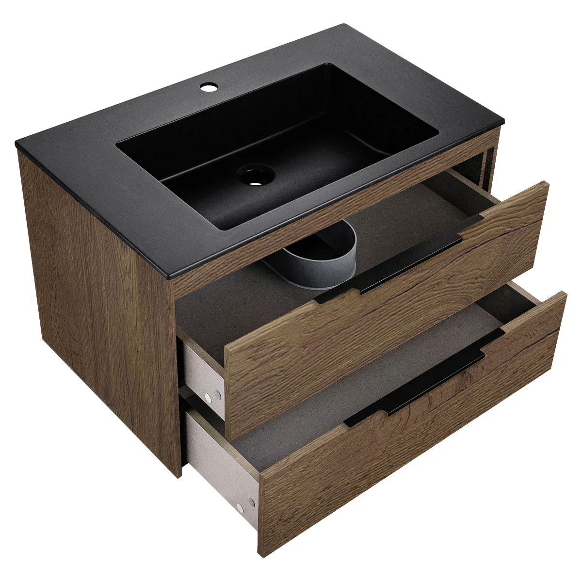 Изображение товара Тумба под раковину Vincea Chiara 2D 800 подвесная с ящиками soft-close коричневая