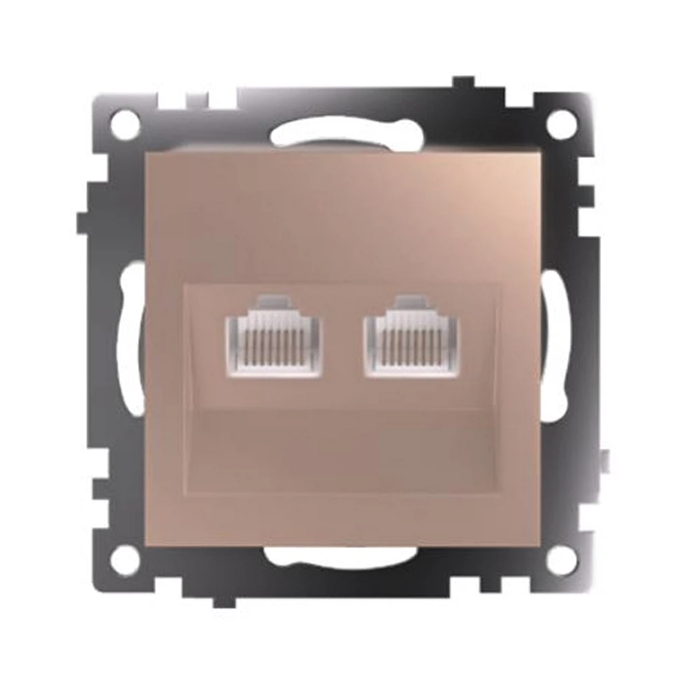 Изображение товара Розетка компьютерная 2-местная RJ-45 (механизм) STEKKER GLS00-7109-02, серия Катрин, шампань Изображение товара Розетка компьютерная 2-местная RJ-45 (механизм) STEKKER GLS00-7109-02, серия Катрин, шампань