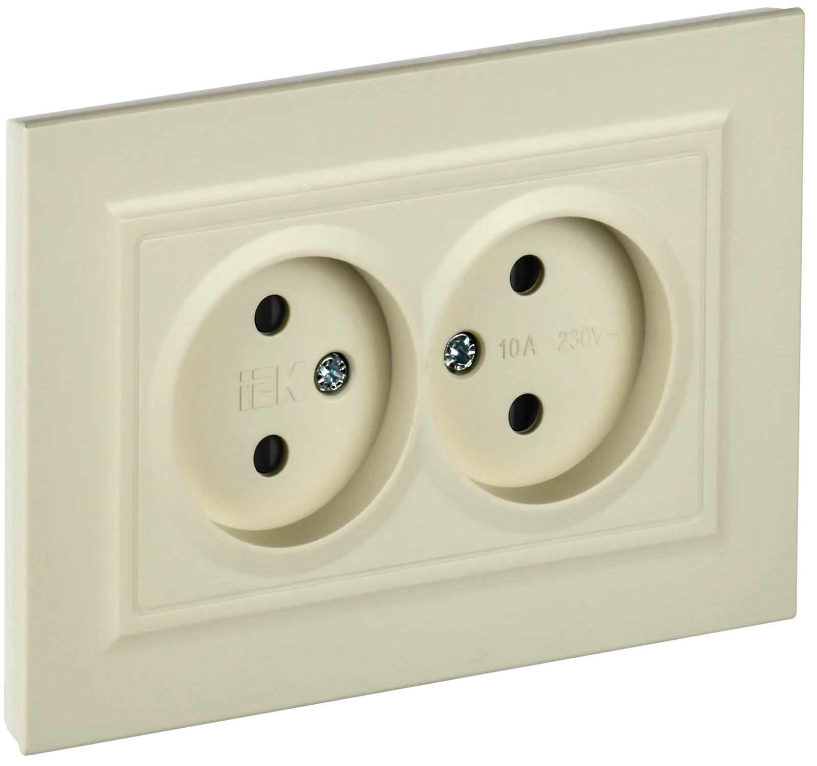 Изображение товара Розетка 2-я без з/к с з/ш IEK BRITE Бежевый 10А в сборе РСш12-2-БрКр.
