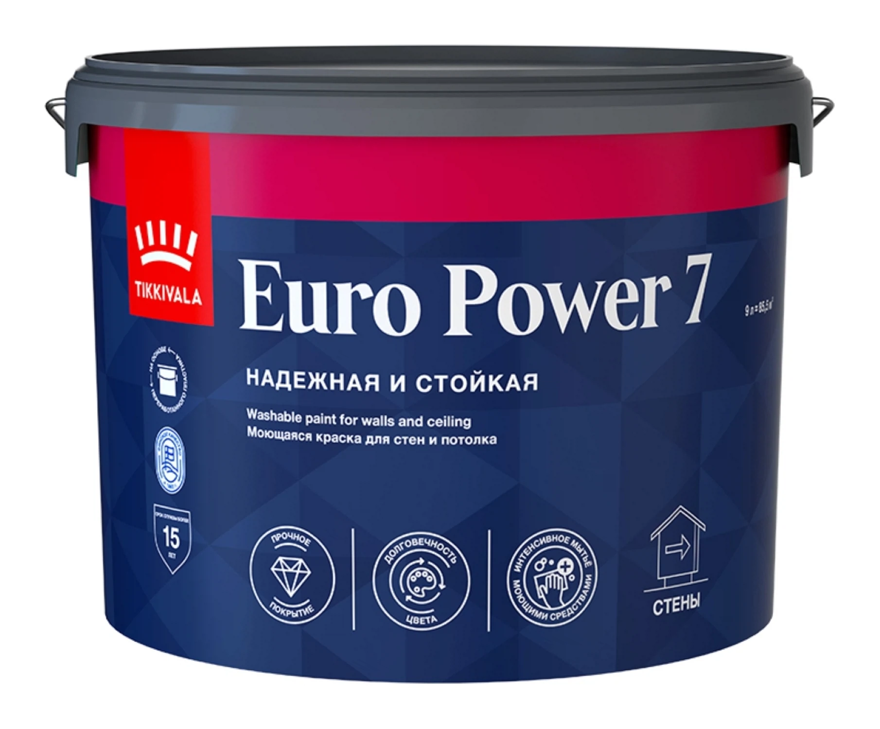 Изображение товара Краска TIKKURILA EURO POWER 7 для стен и потолков, матовая, 9л