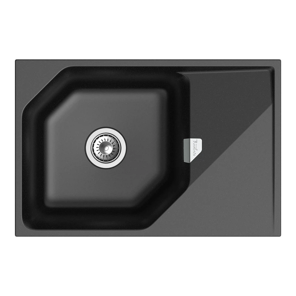 Изображение товара Rivelato LOCUS LS-75 — кварцевая врезная мойка, черная, 750x500 мм