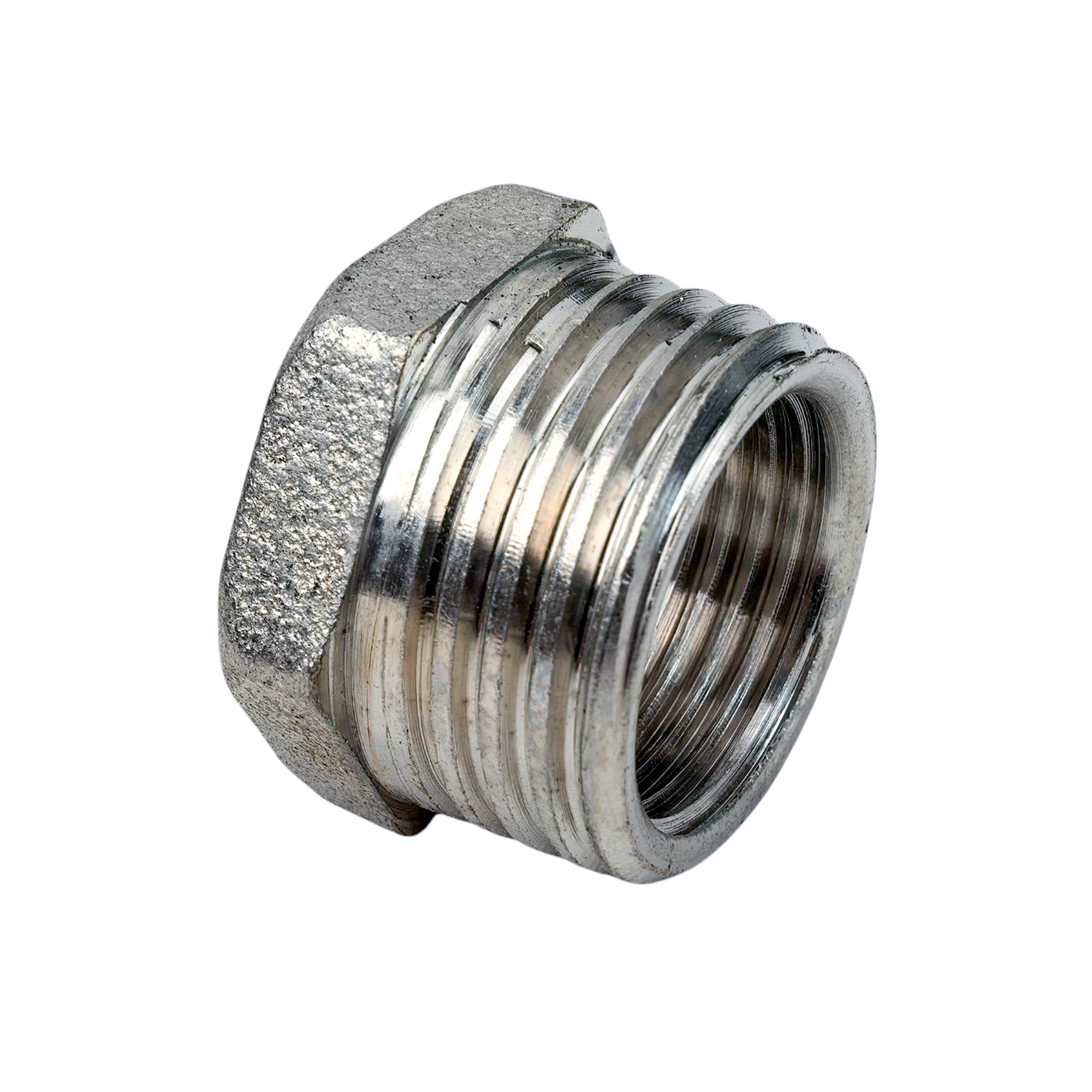 Изображение товара Футорка, латунь, внутренняя/наружная резьба 1/2"х3/8", индивидуальная упаковка, никель, RTP