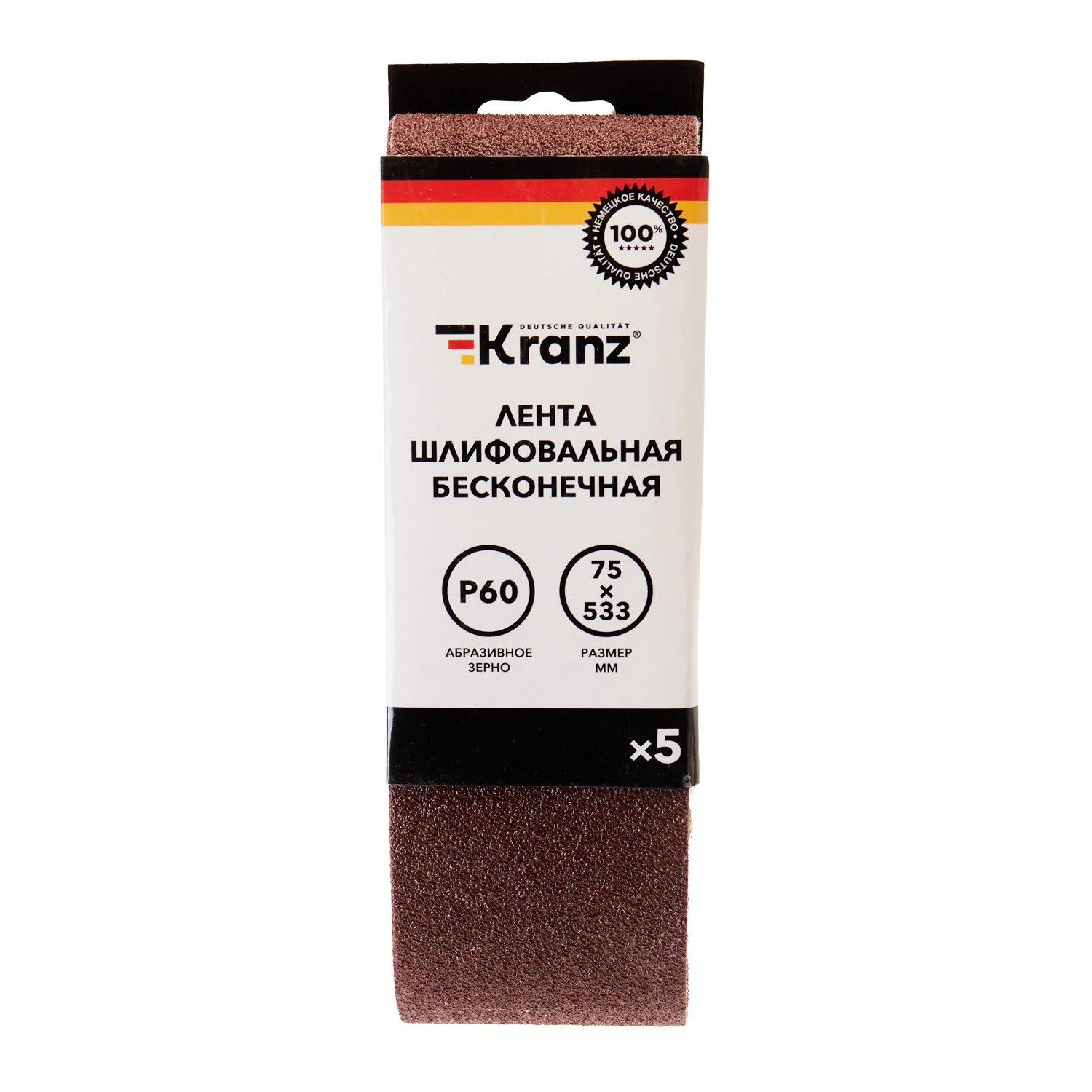 Изображение товара Лента шлифовальная бесконечная Kranz 75х533 мм P60 для деревянных и металлических поверхностей