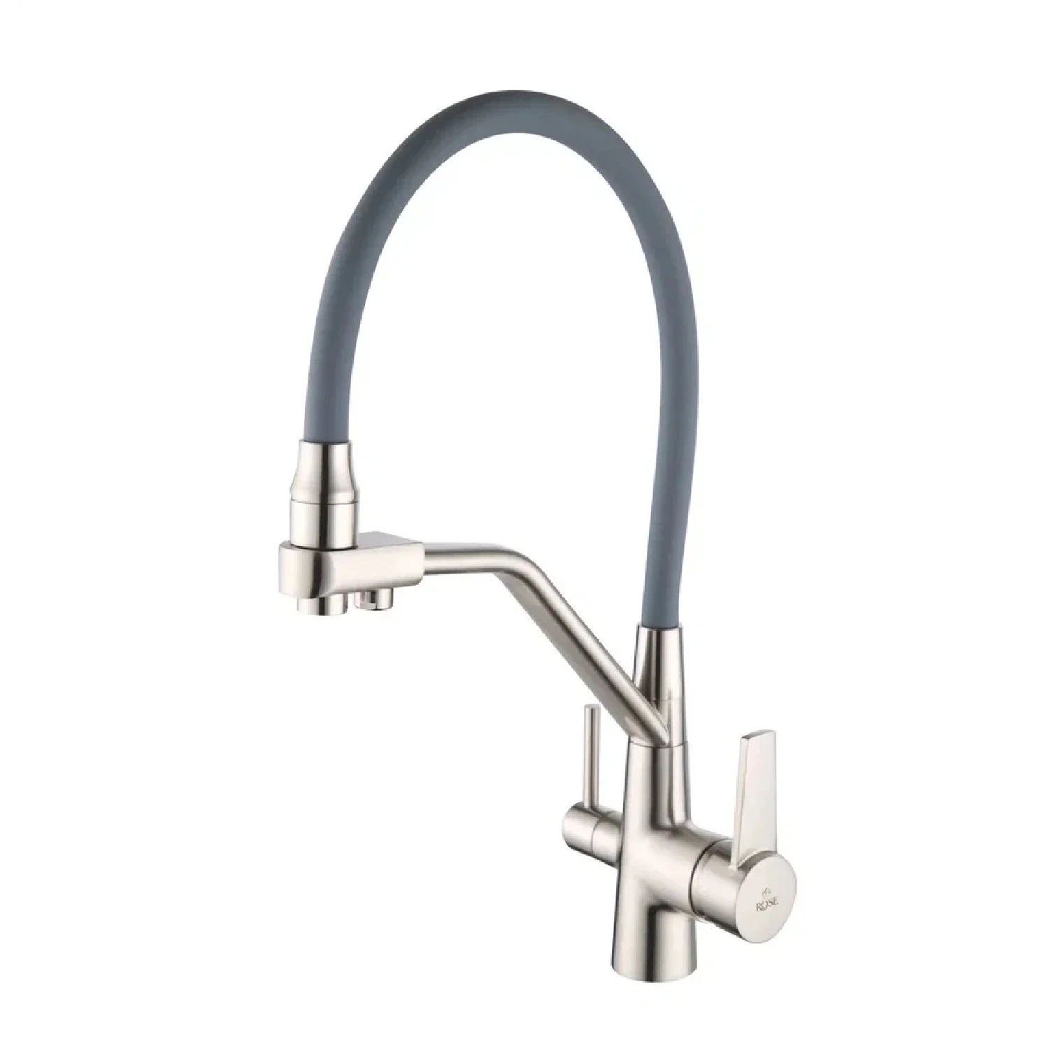 Изображение товара Смеситель для кухни с гибким изливом и встроенным краном для питьевой воды Rose R558L, сатин
