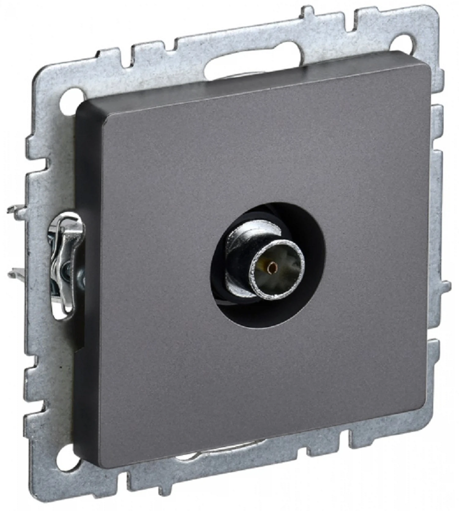 Изображение товара Розетка телевизионная IEK BRITE BASE Сталь RTВ11-0-БрС монтаж скрытый кабельное подключение