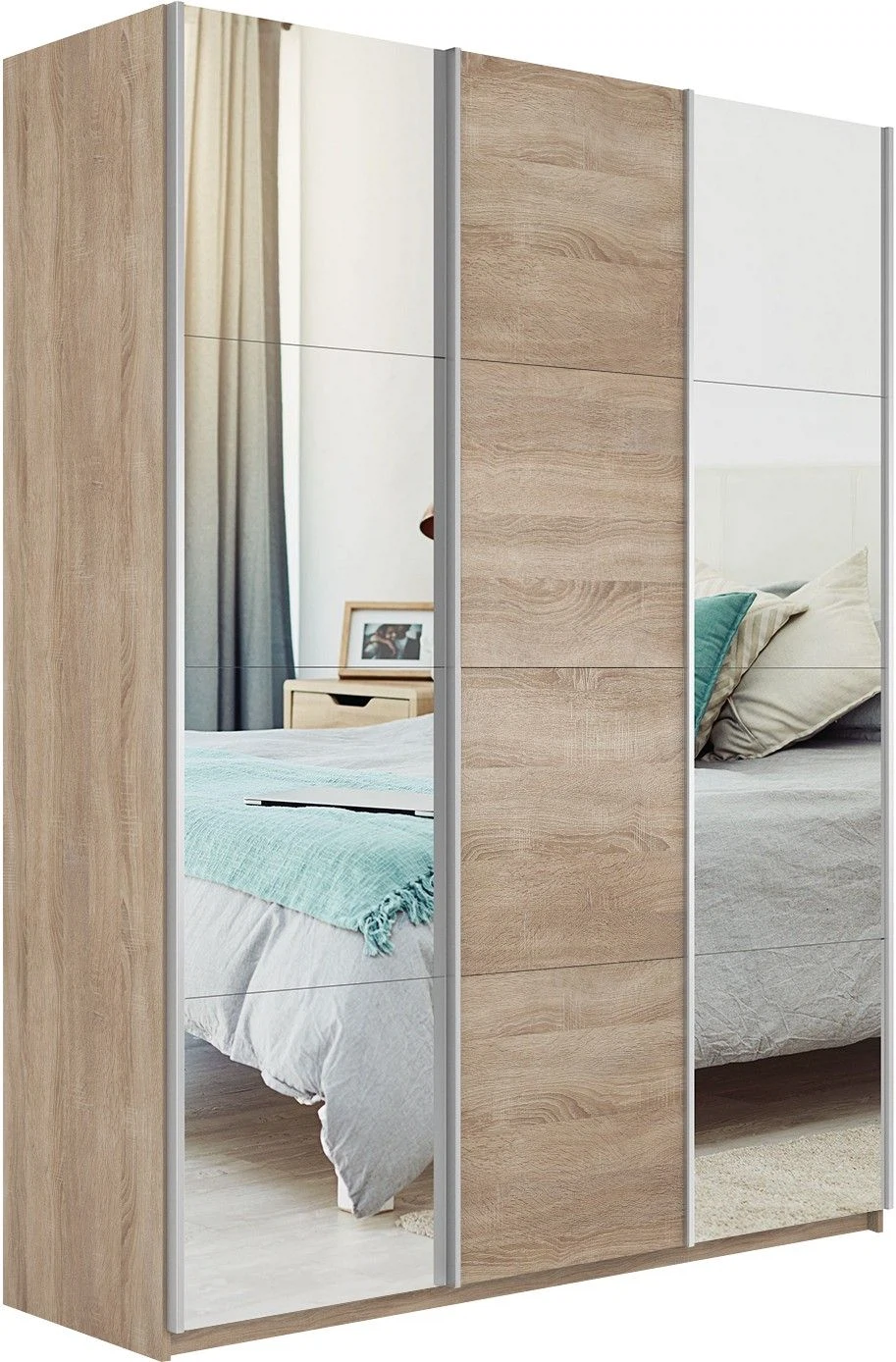 Изображение товара Шкаф-купе Прайм 3-х дверный Зеркала/ДСП 180х57х230 Сонома(арт.: 1PZDZ_180_S)