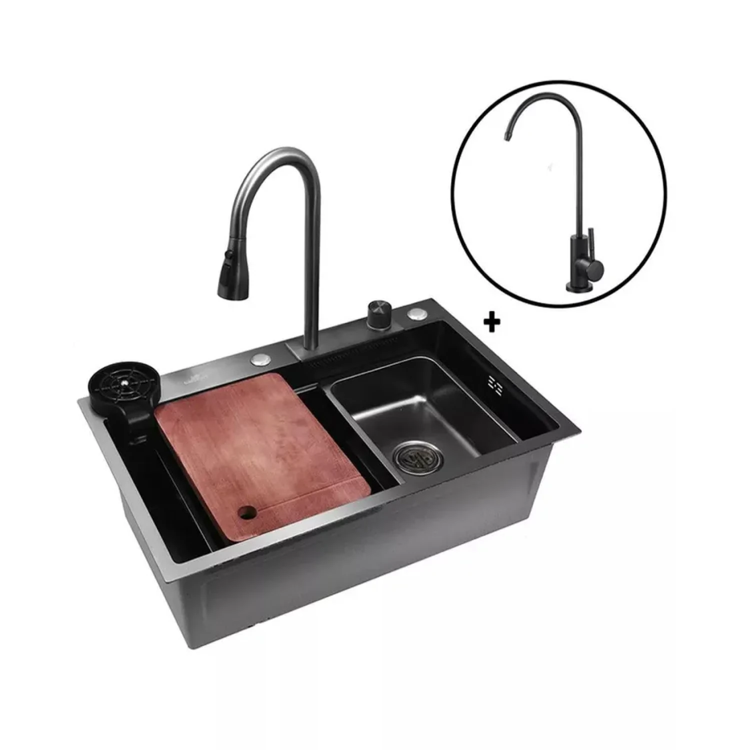 Изображение товара Многофункциональная кухонная мойка WISENT WG37545B-S из нержавеющей стали 75x45 см