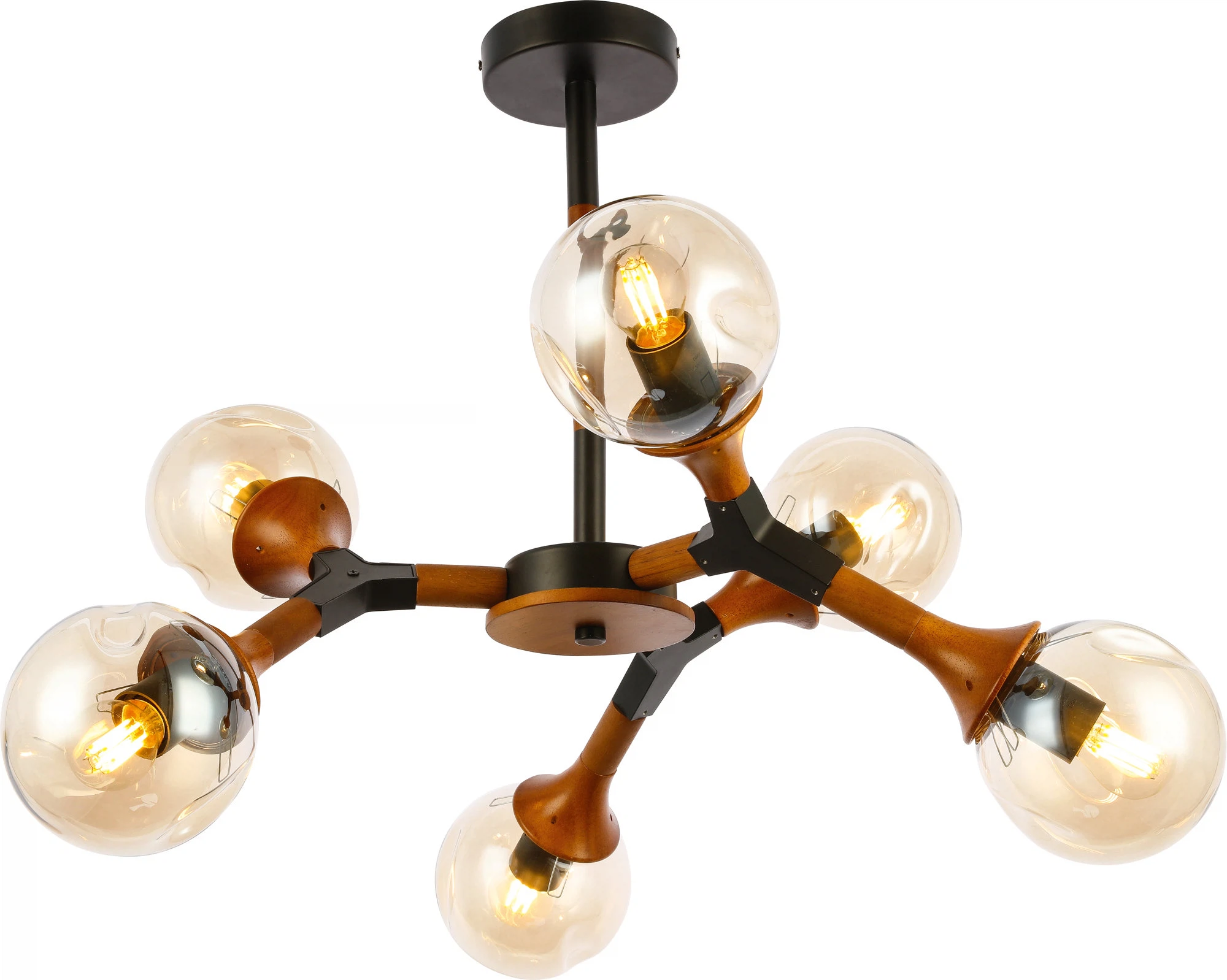 Изображение товара Светильник с лампой накаливания Raquel черный стекло дерево 60 Вт