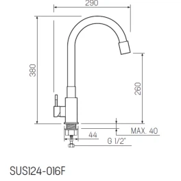 Смеситель для кухни с гибким изливом РМС SUS124W-016F