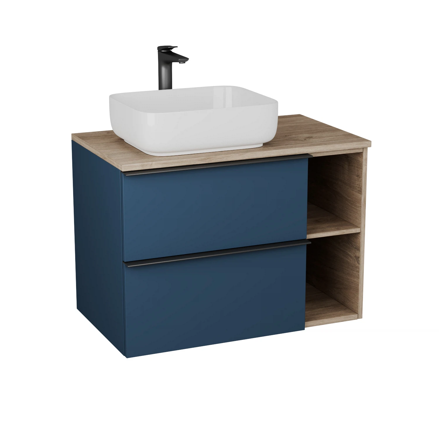 Изображение товара Стильная подвесная тумба с раковиной Veneciana Sangro 80 см индиго для ванной комнаты