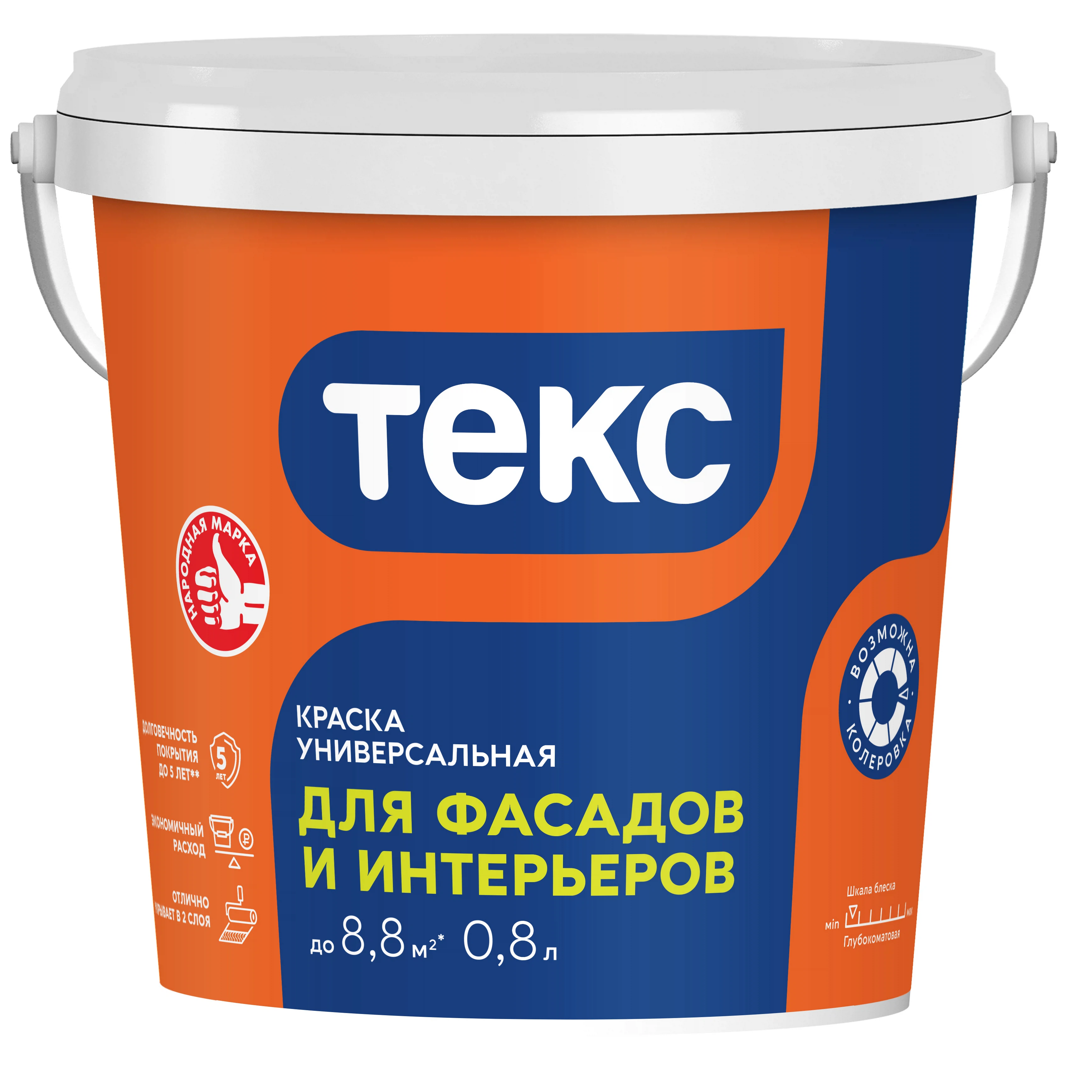 Изображение товара Краска для стен Текс VVA белая глубокоматовая 0.8л — быстрое и долговечное покрытие