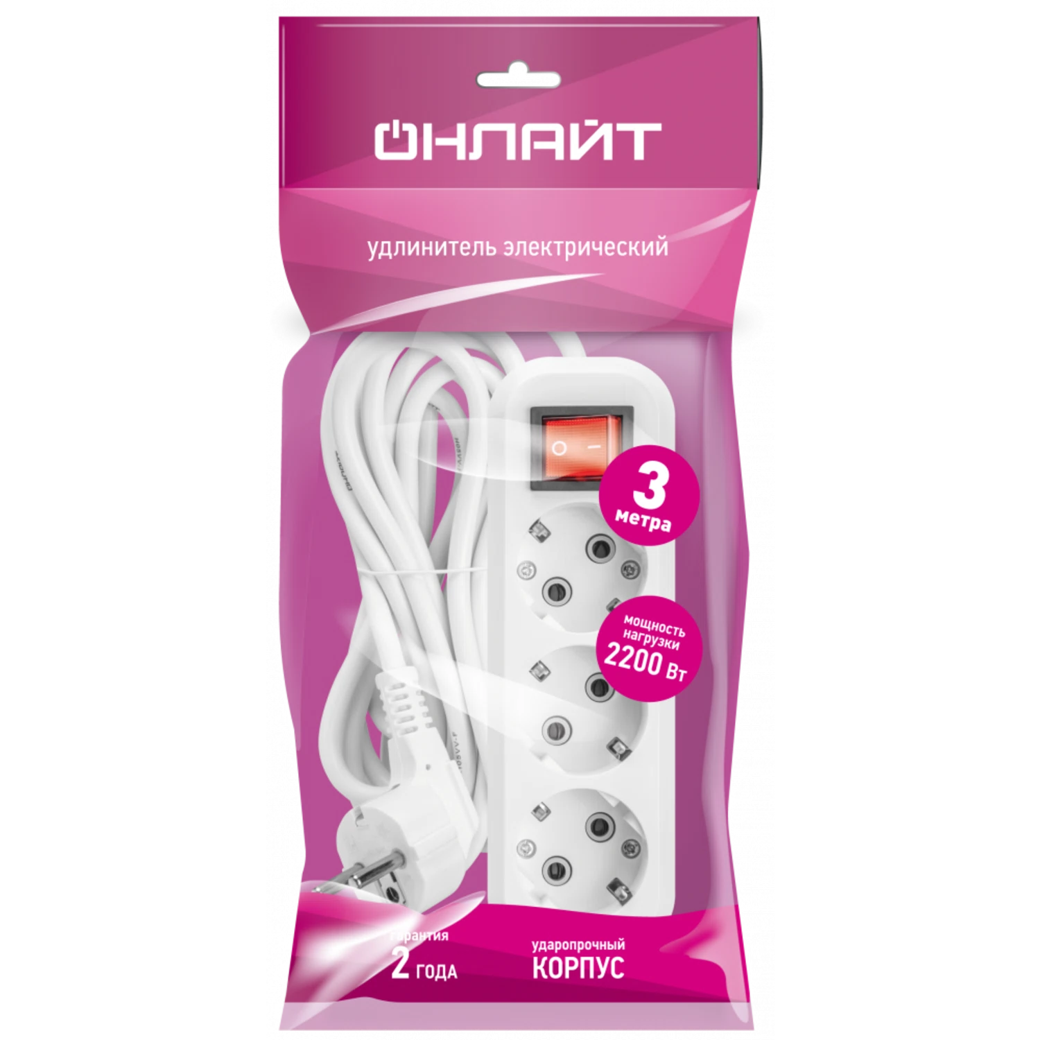 Изображение товара Удлинитель ОНЛАЙТ 90 804 OPE-S-03-300-ESC-3x0.75