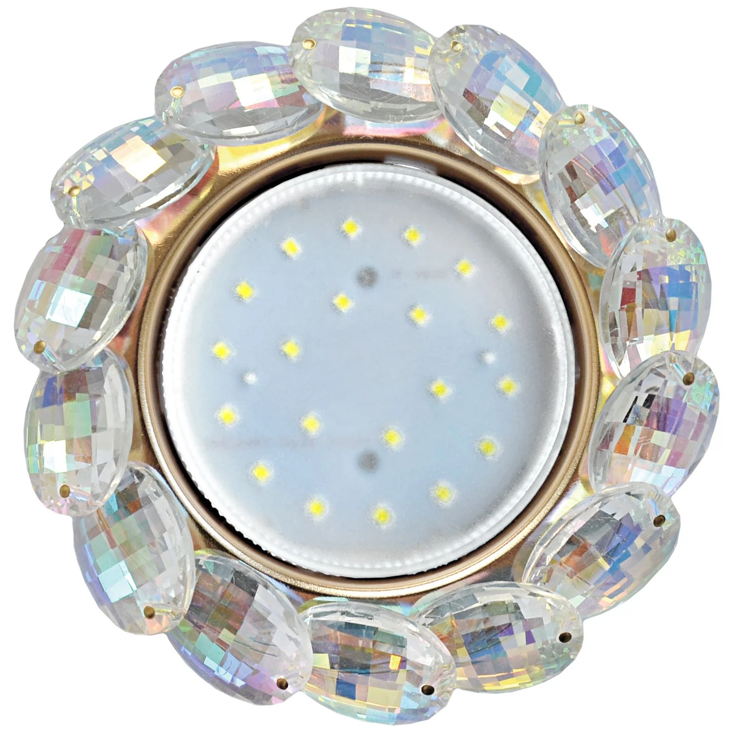 Изображение товара Светильник встраиваемый Ecola GX53 H4 5342 Glass Круглый с большими хрусталиками Прозрачный искристы