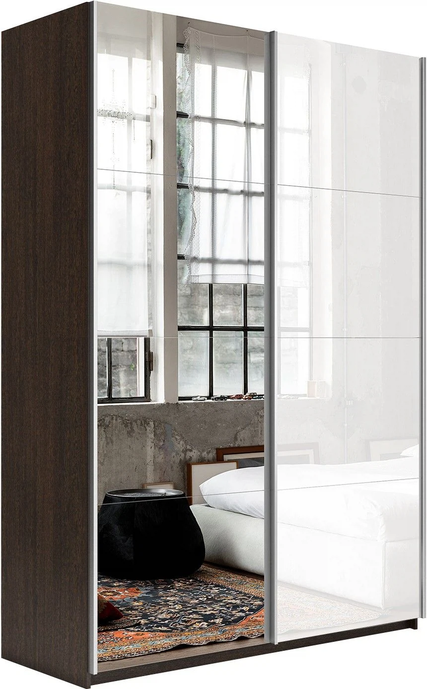 Изображение товара Шкаф-купе Прайм 2-х дверный зеркало стекло белое 120х57х230 Россия