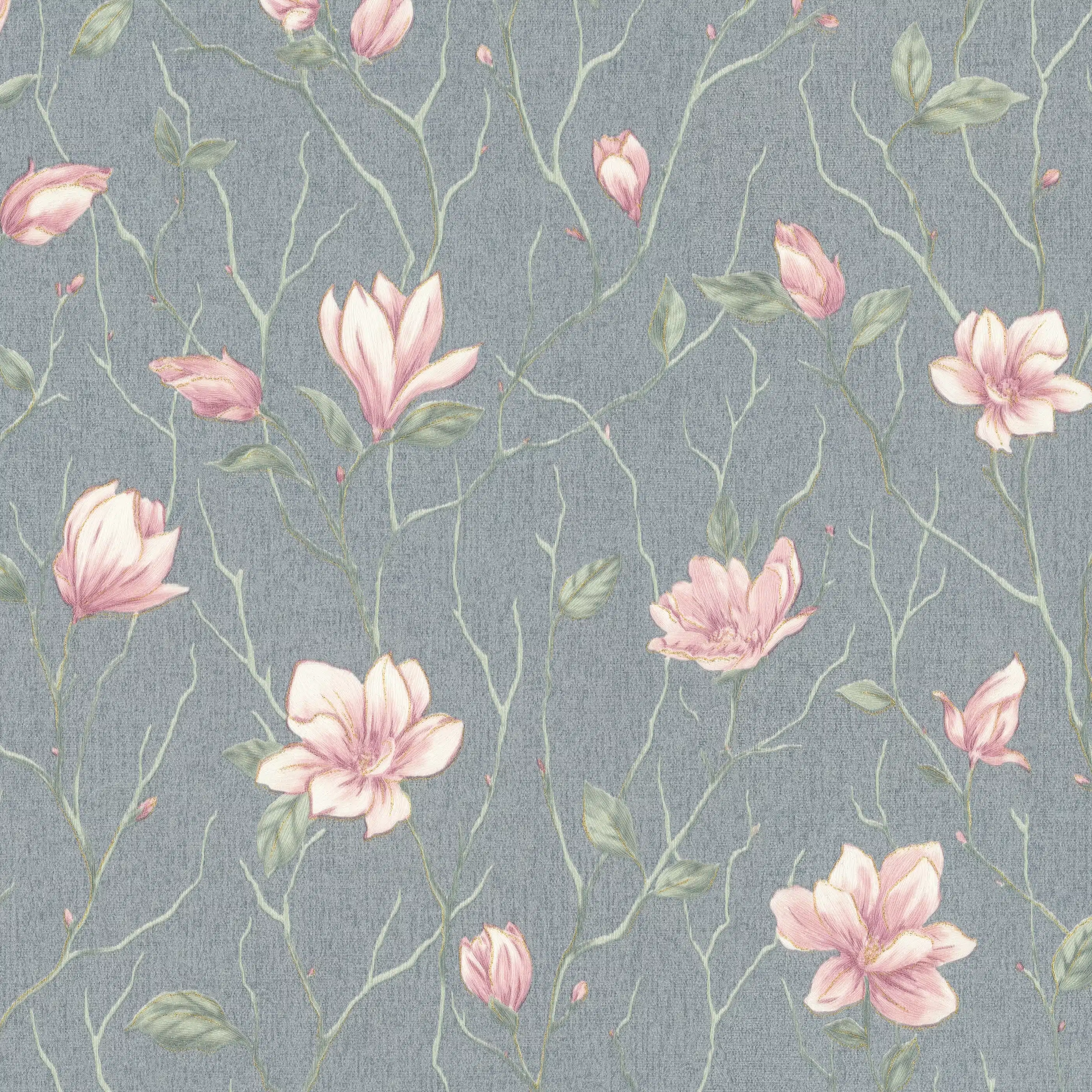 Изображение товара Обои флизелиновые Магнолия / Magnolia Euro Decor, серые, 1,06*10,05м, 7358-23