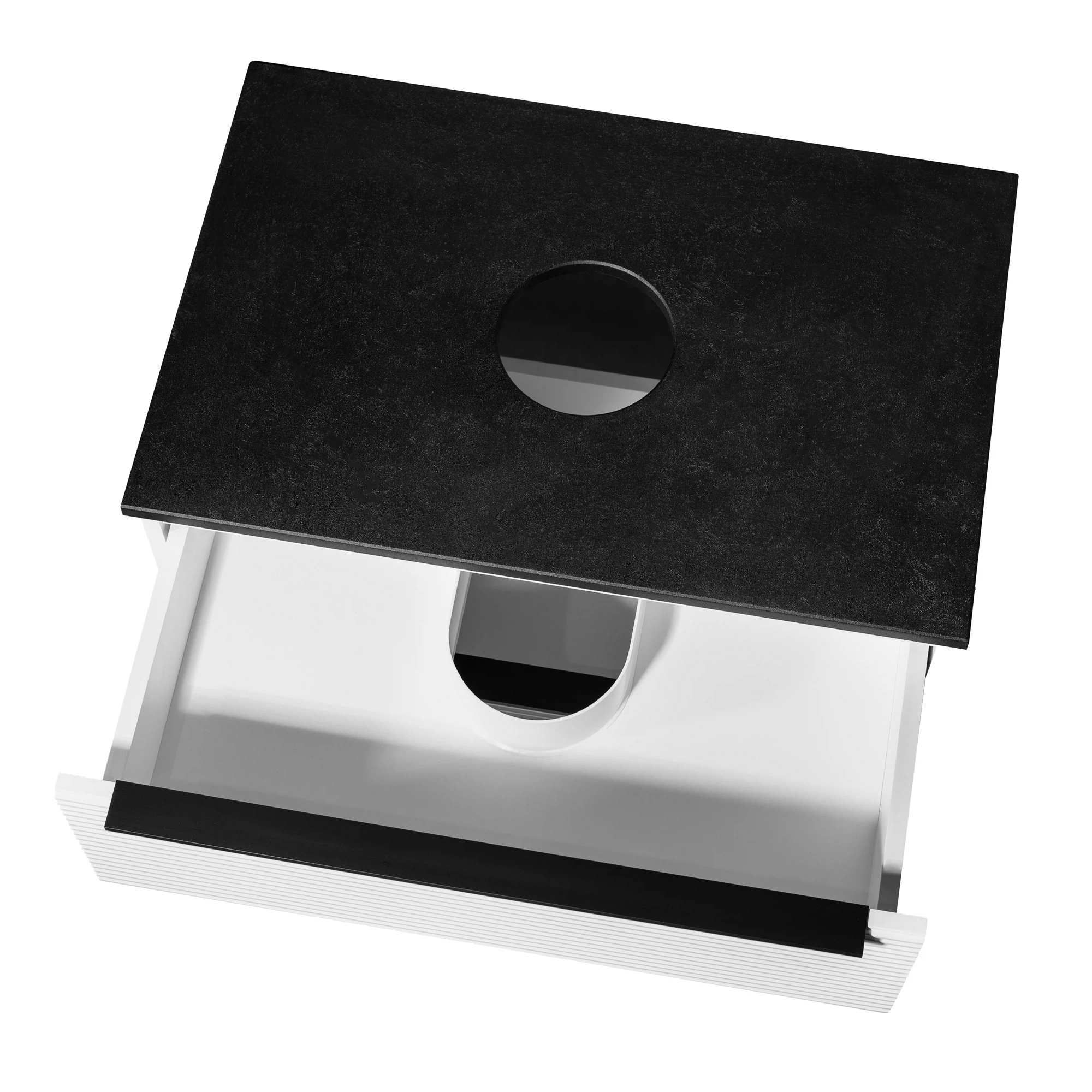 Изображение товара Тумба Runo Орлеан 60 белый матовый чёрный подвесная для ванной с ящиками