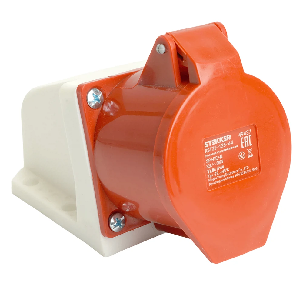 Изображение товара Розетка стационарная ST-125 32А 380В 3P+PE+N IP44, RST32-125-44, Stekker Изображение товара Розетка стационарная ST-125 32А 380В 3P+PE+N IP44, RST32-125-44, Stekker