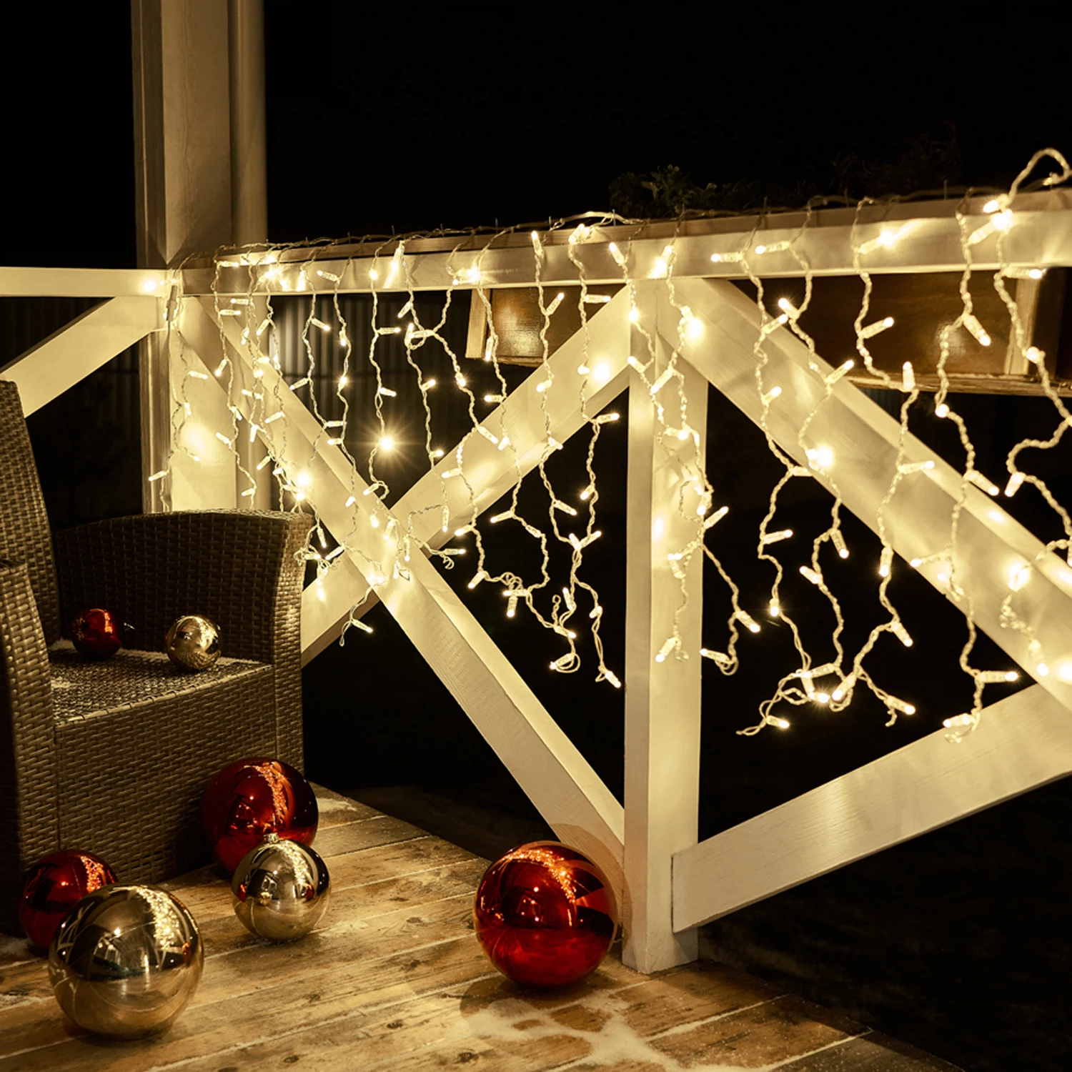 Изображение товара Гирлянда Занавес 2х0,8м 160 LED теплая белая IP65 для улицы и интерьера