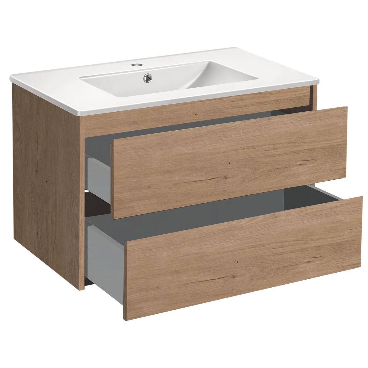 Изображение товара Тумба под раковину Gio 800 подвесная, 2 выкатных ящика soft-close, N.Oak