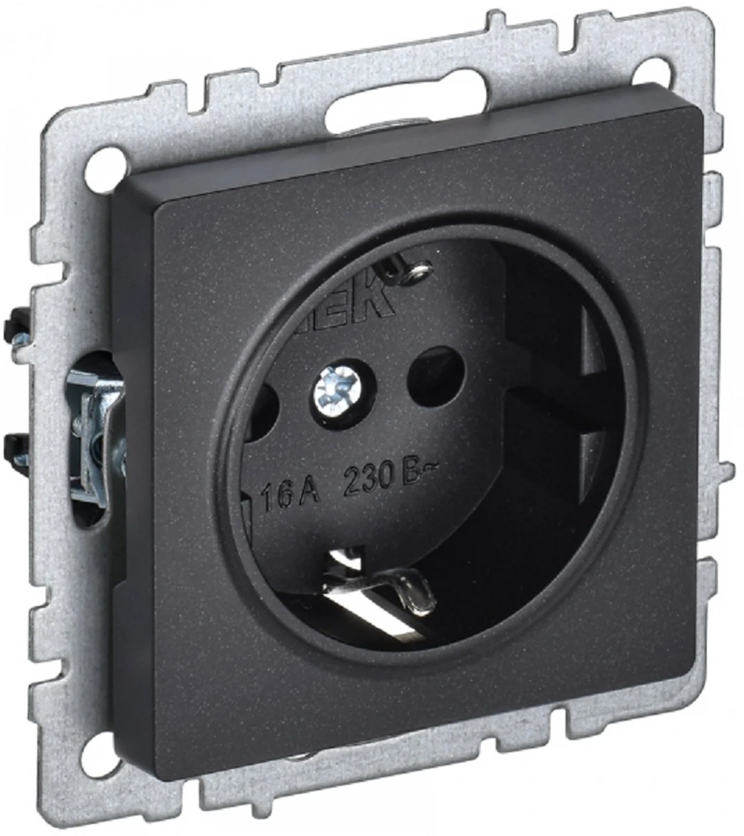 Изображение товара Розетка IEK BRITE BASE черная 16А с заземлением и защитной шторкой