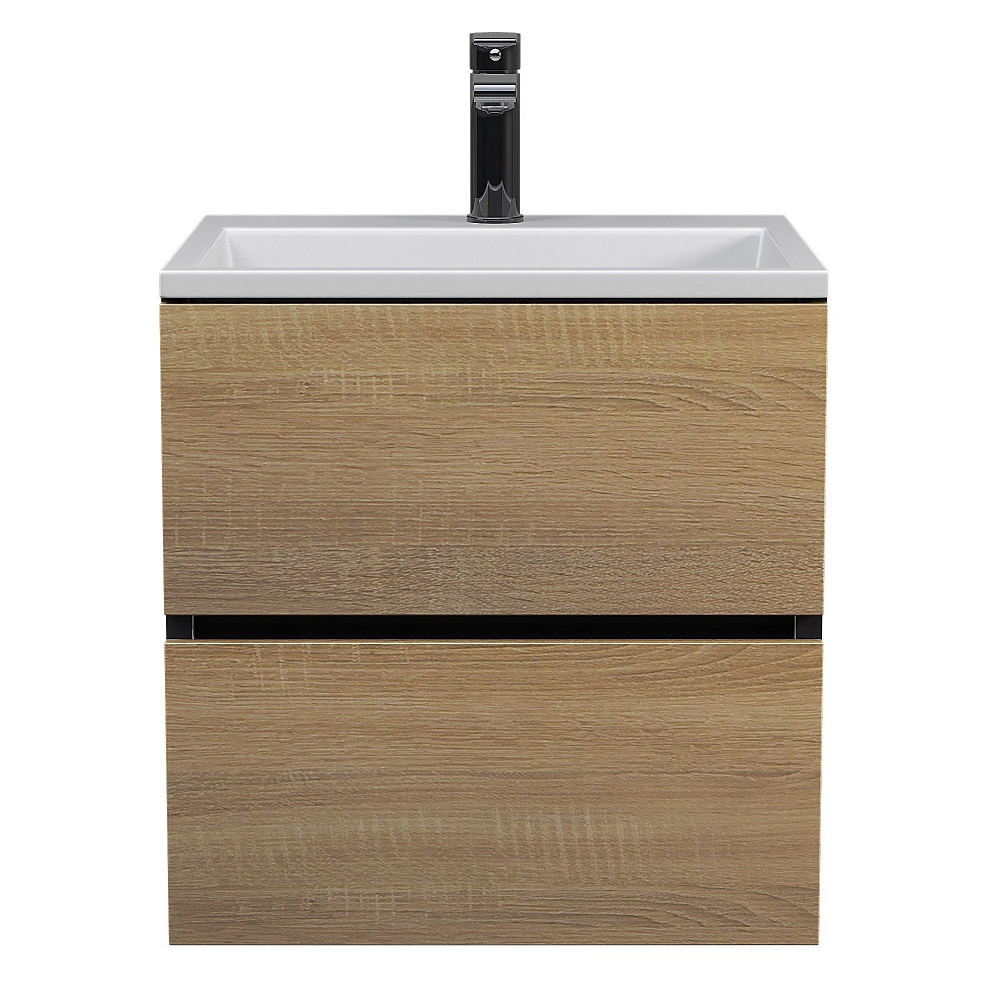 Изображение товара Тумба с раковиной для ванной Uperwood Barsa 50x45x57 см черная дуб сонома белая раковина