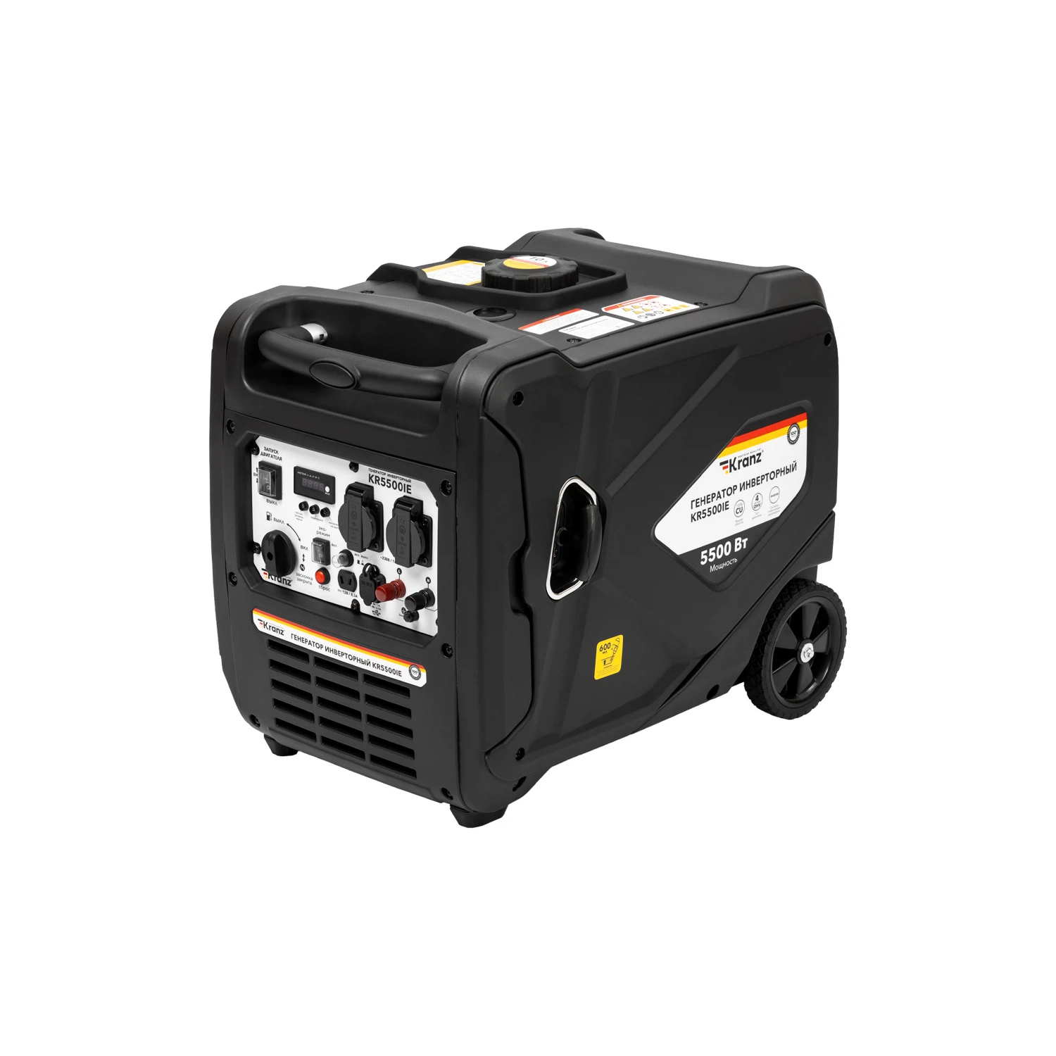 Изображение товара Генератор инверторный KR5500IE, 5,5кВт, 230В, 10л, закрытый корпус, электростартер KRANZ